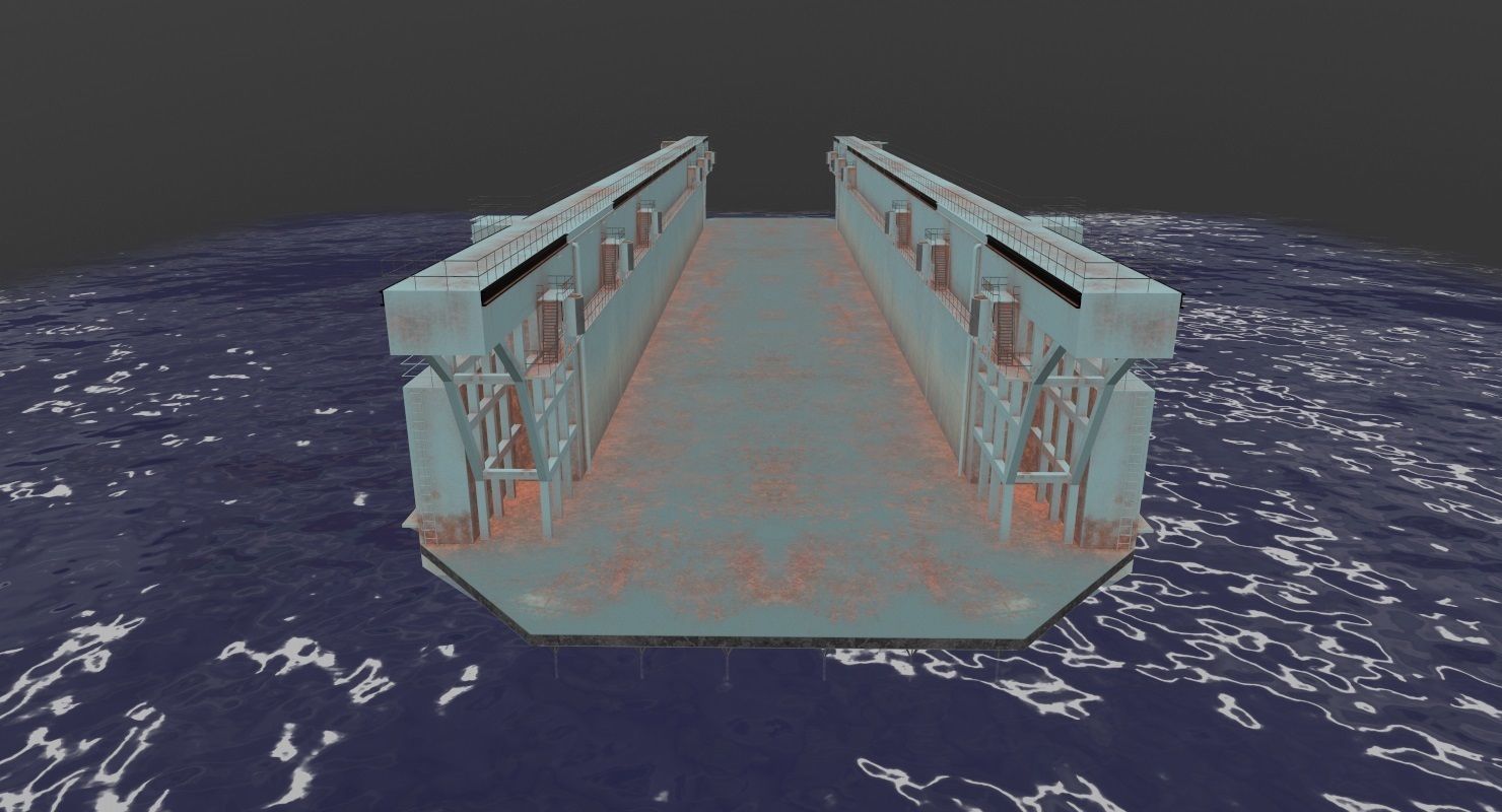 Floating Dock 1 Low-poly 3D model_7
