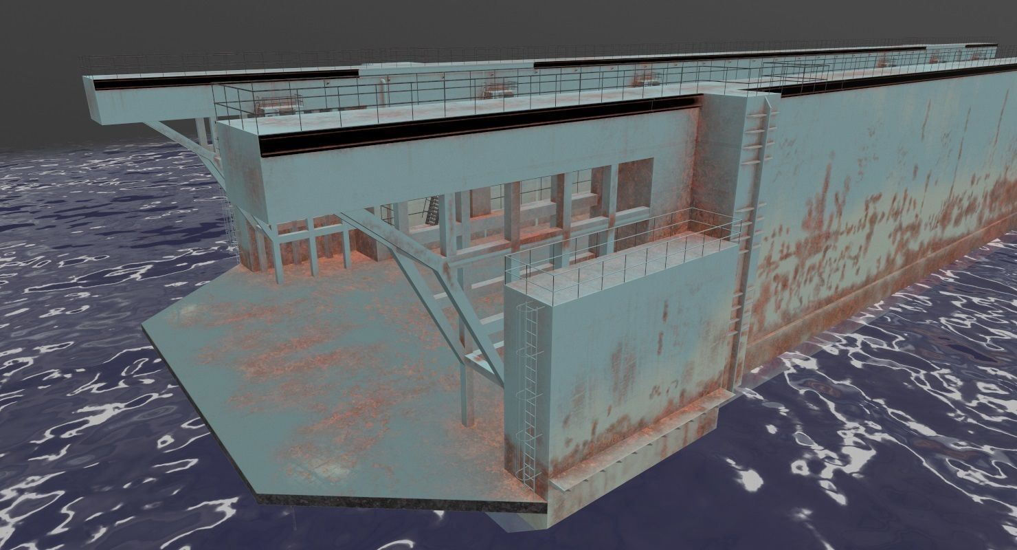 Floating Dock 1 Low-poly 3D model_4