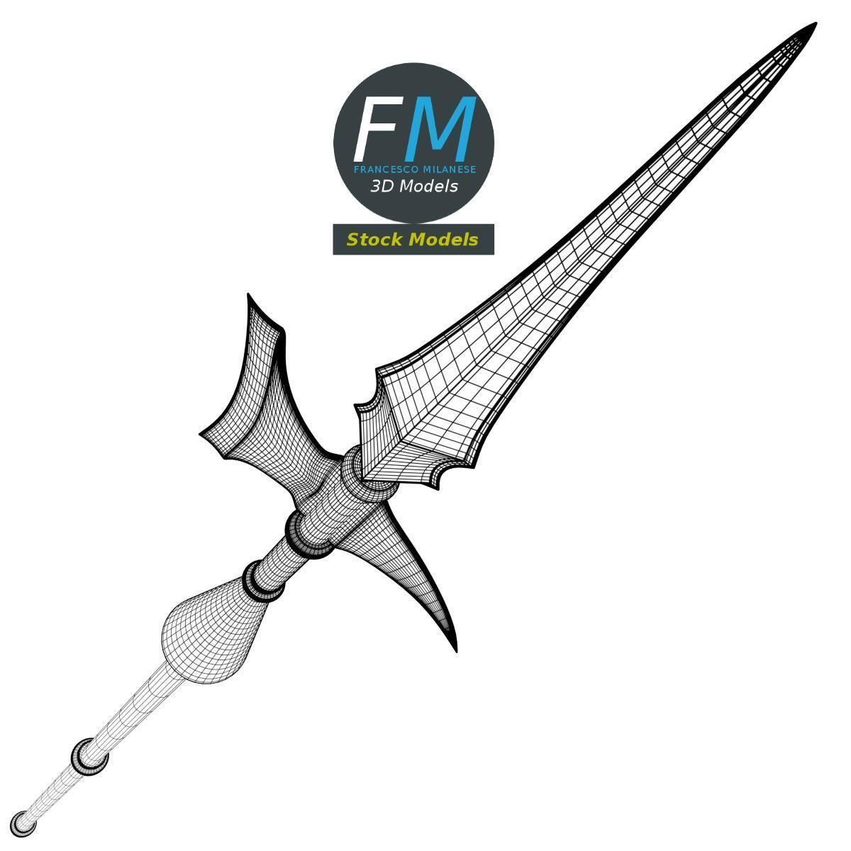 Medieval halberd 2 3D model_8