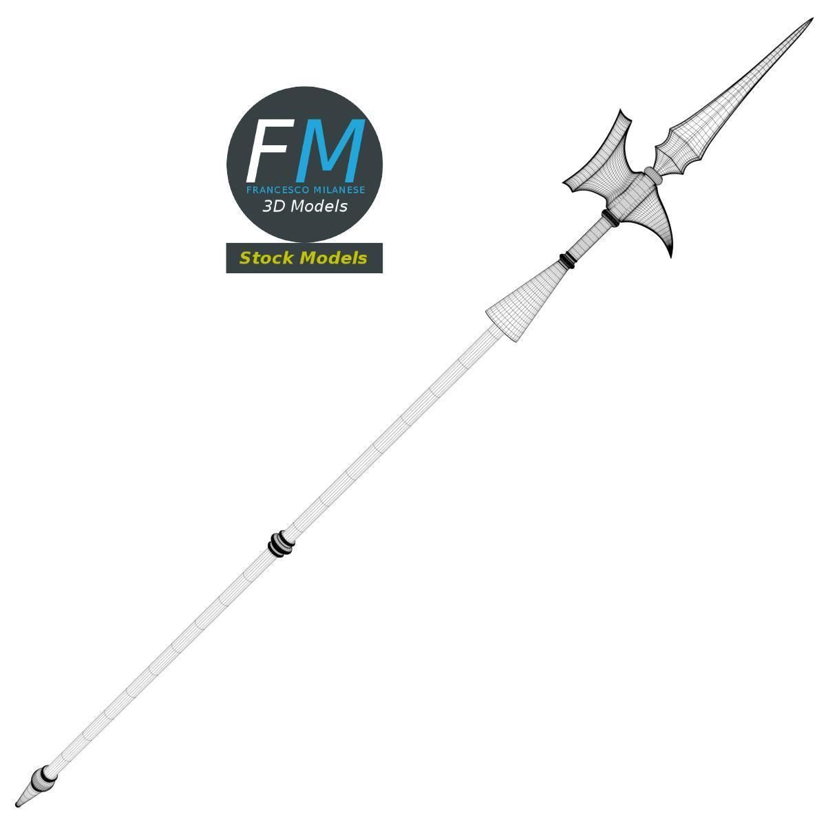 Medieval halberd 2 3D model_7