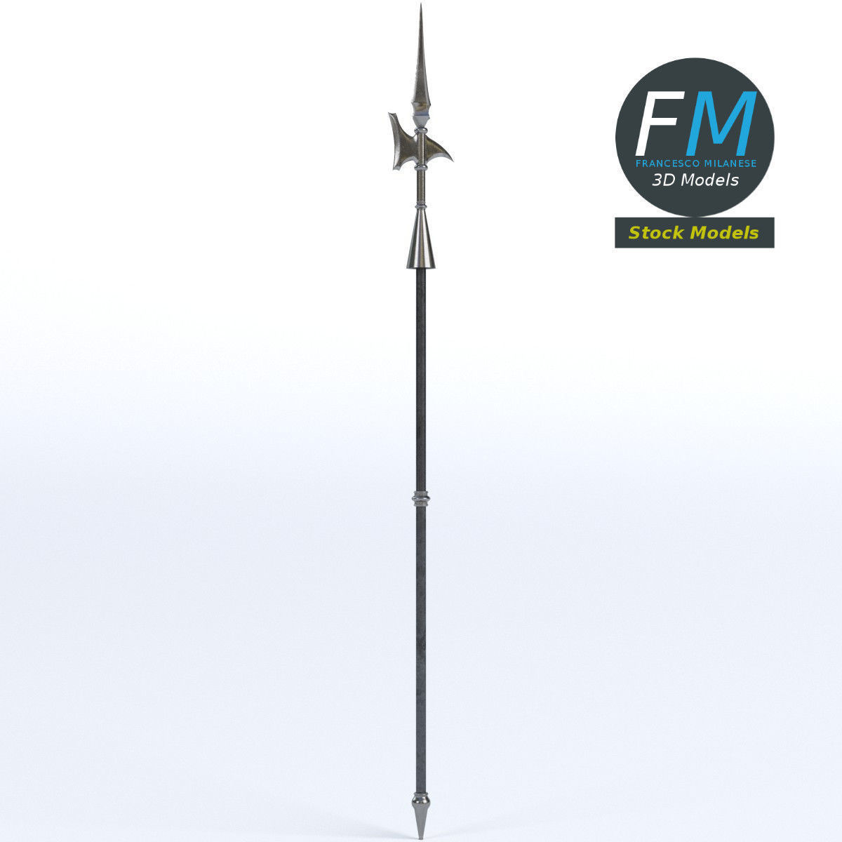 Medieval halberd 2 3D model_3