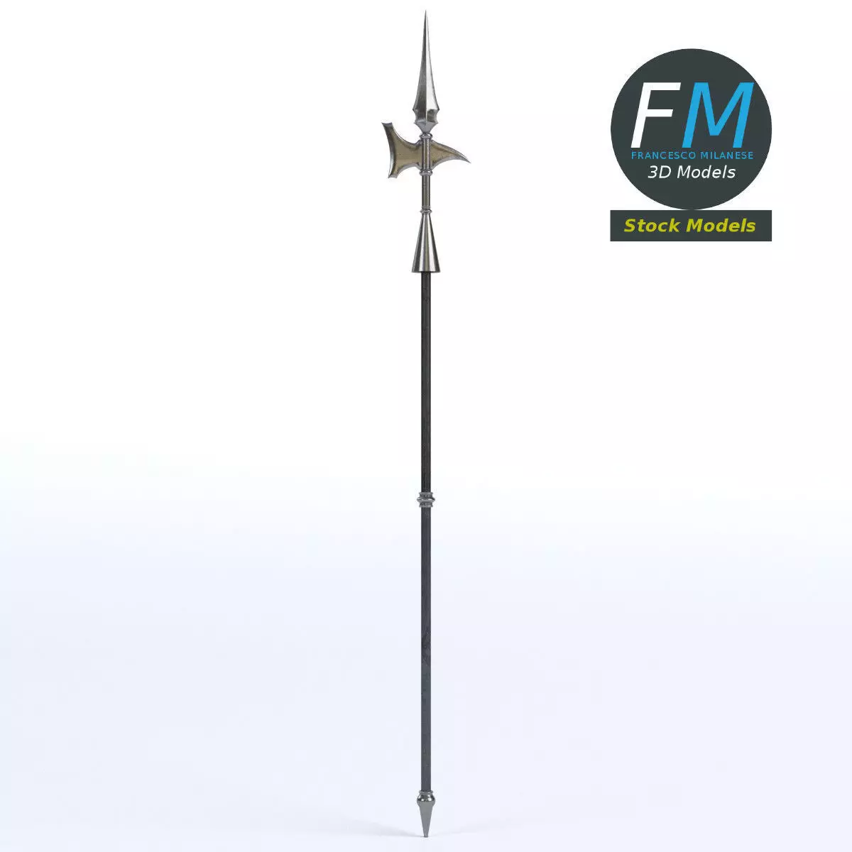 Medieval halberd 2 3D model_0