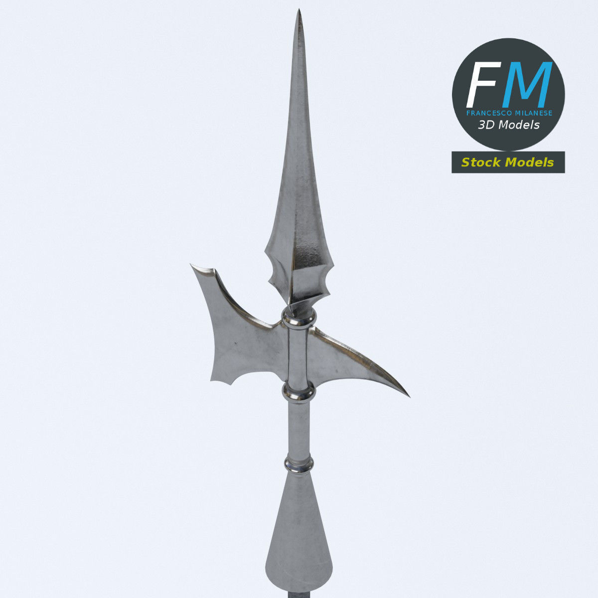 Medieval halberd 2 3D model_5