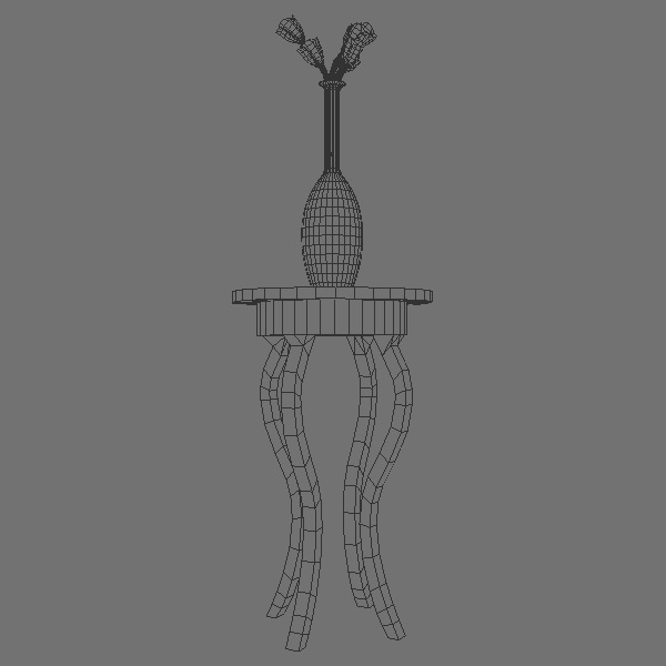Stand table with vase and flowers 3D model_4