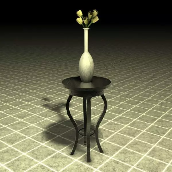 Stand table with vase and flowers 3D model_0