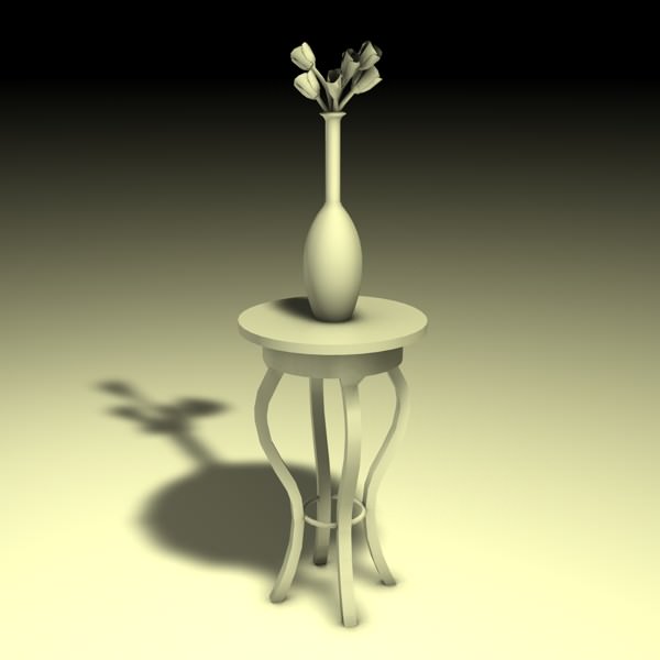 Stand table with vase and flowers 3D model_1