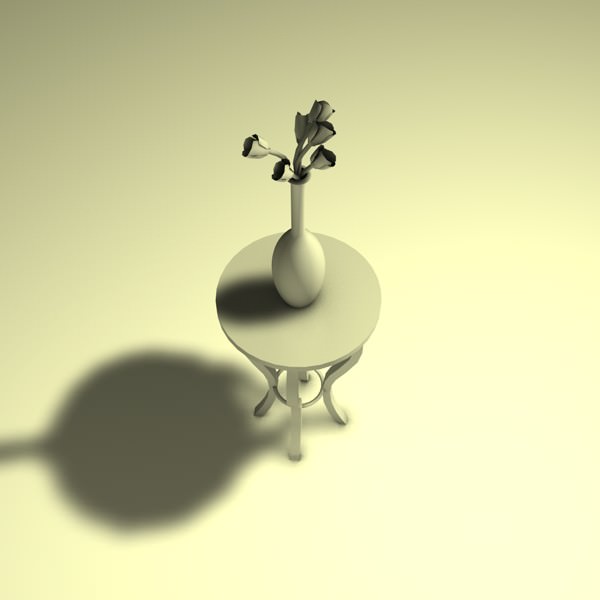 Stand table with vase and flowers 3D model_2