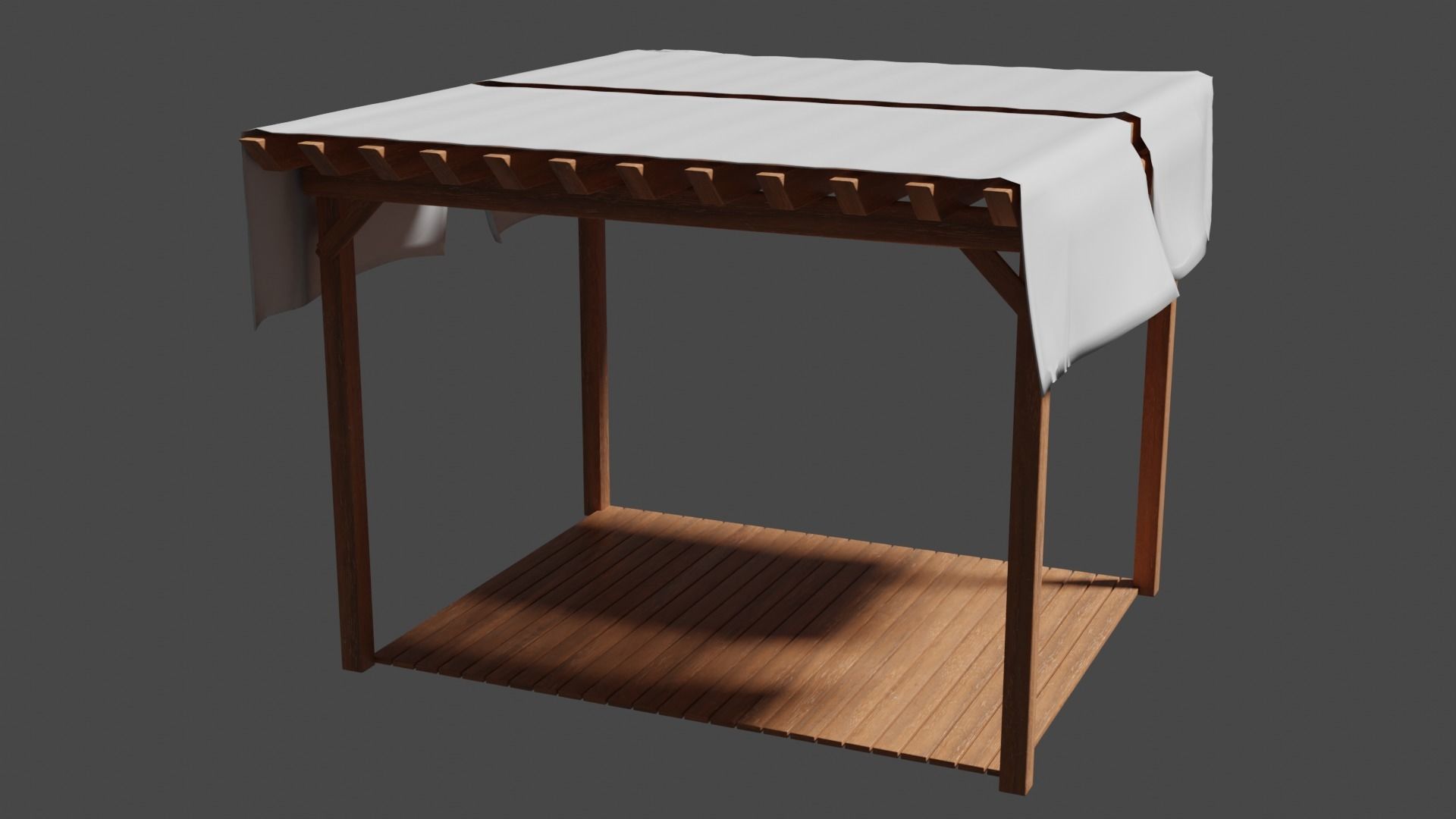 Pergola japanese table Low-poly 3D model_1