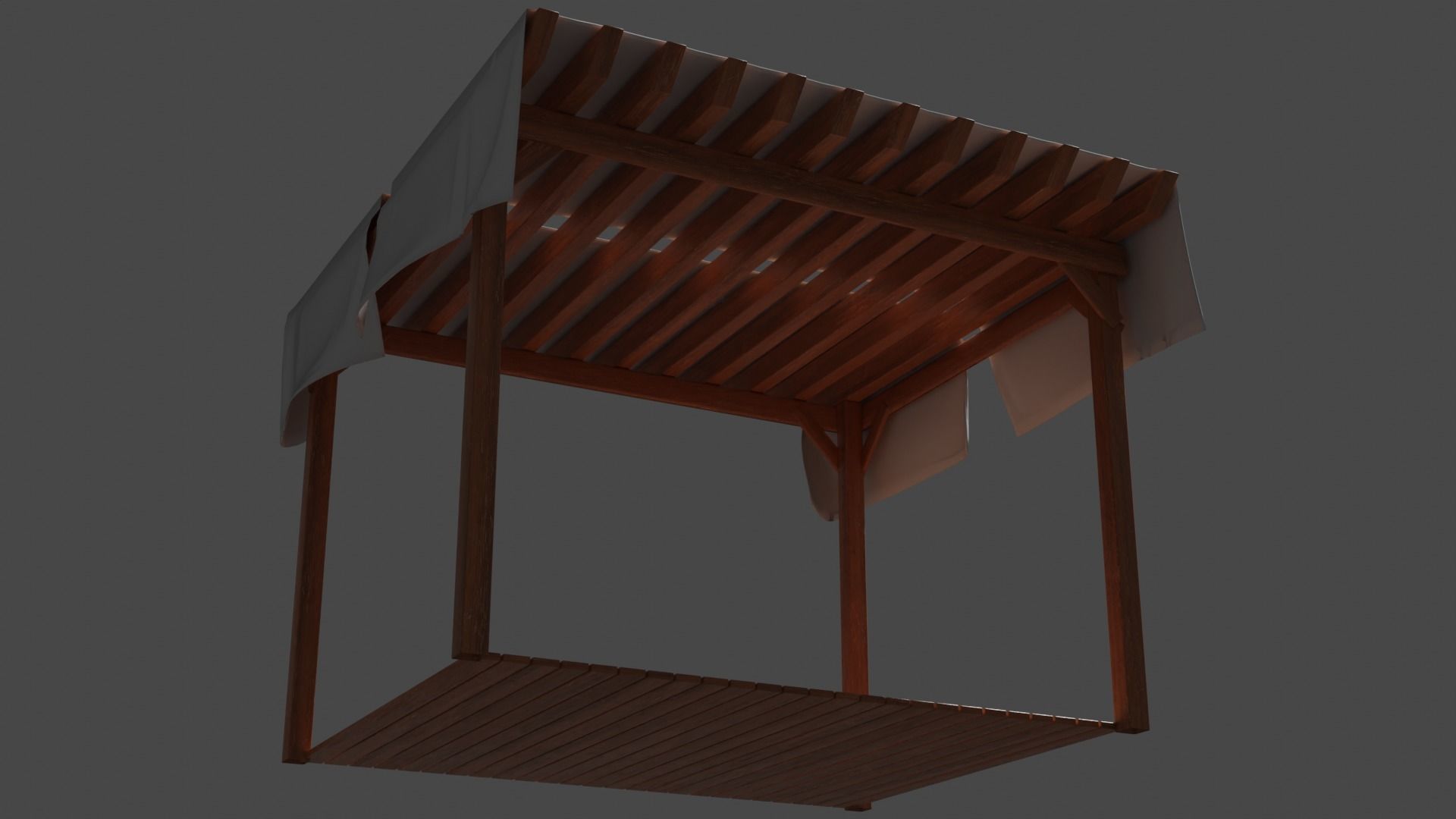 Pergola japanese table Low-poly 3D model_2