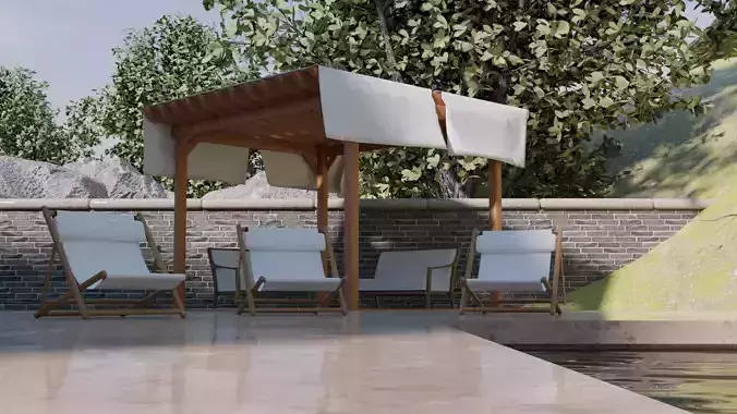 Pergola japanese table Low-poly 3D model