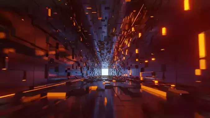 Flythrogh sci fi Cubic Corridor 3D model