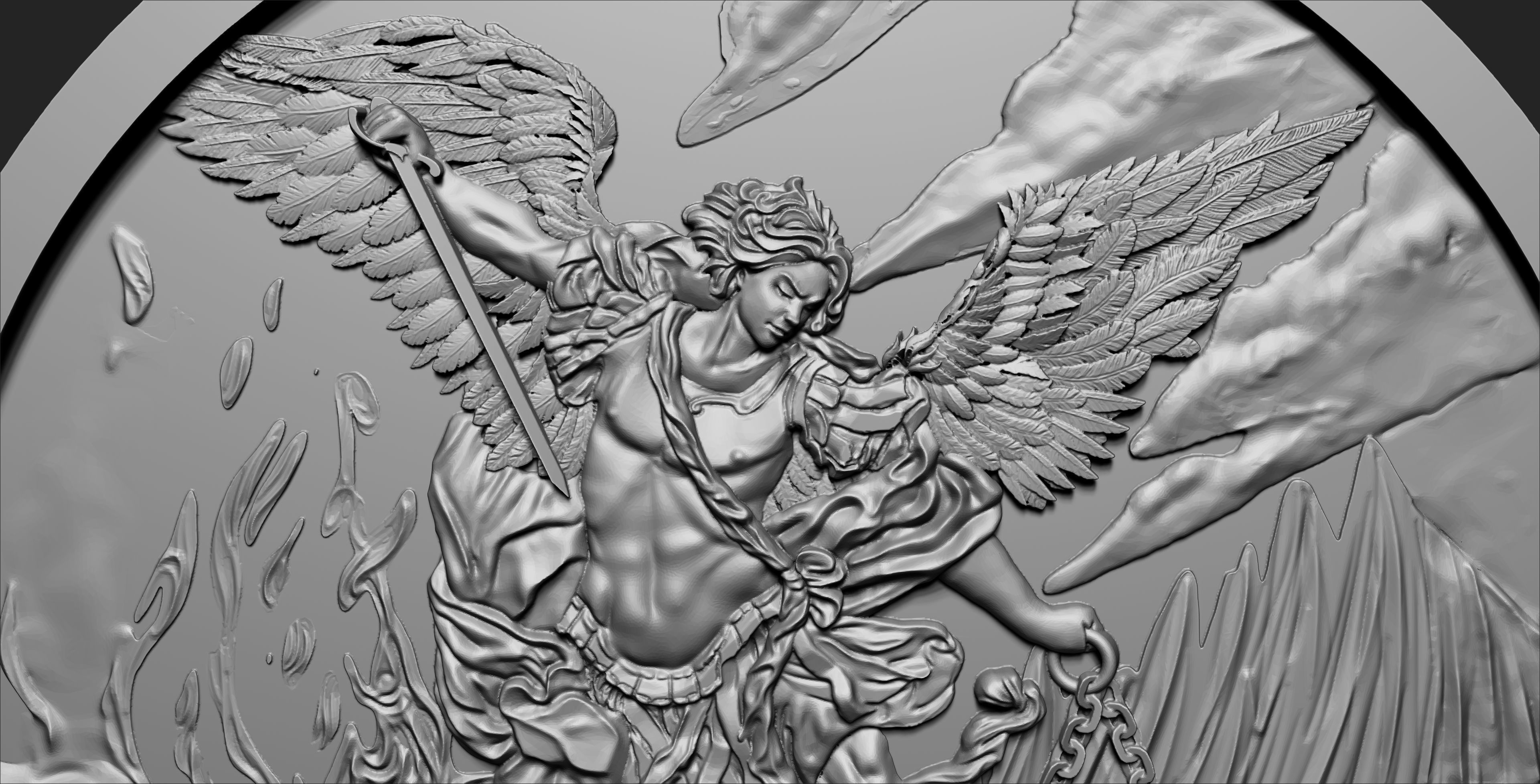 Michael Archangel Medal 3D print model_3