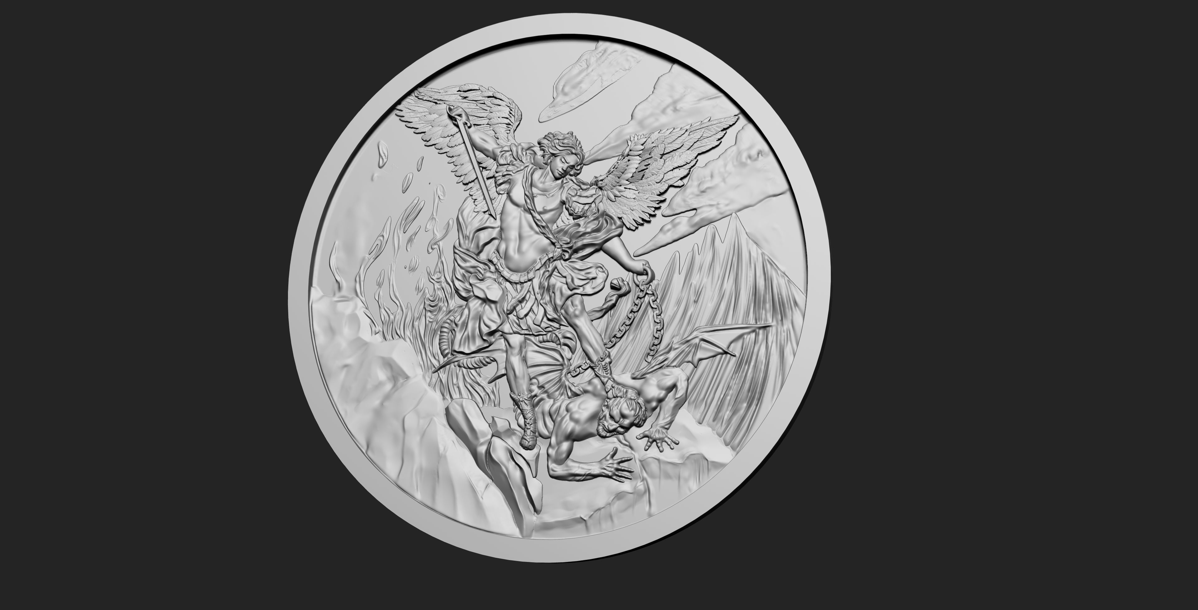 Michael Archangel Medal 3D print model_2