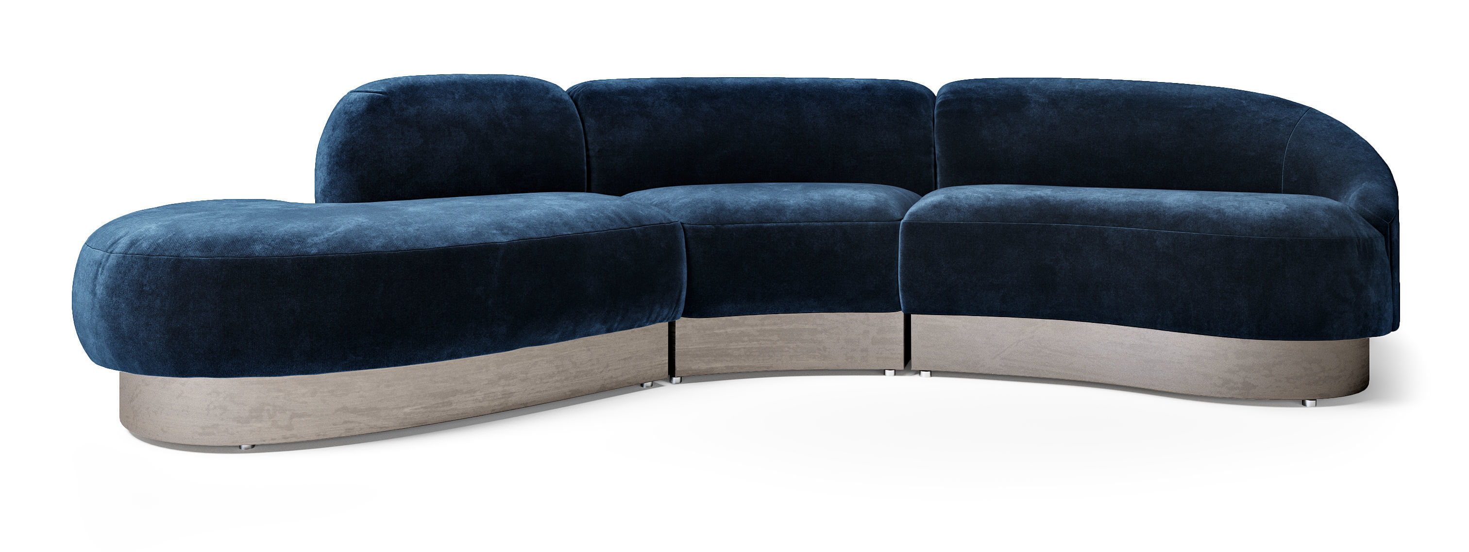 Vladimir Kagan Sectional in Deep Blue Mohair 3D model_3