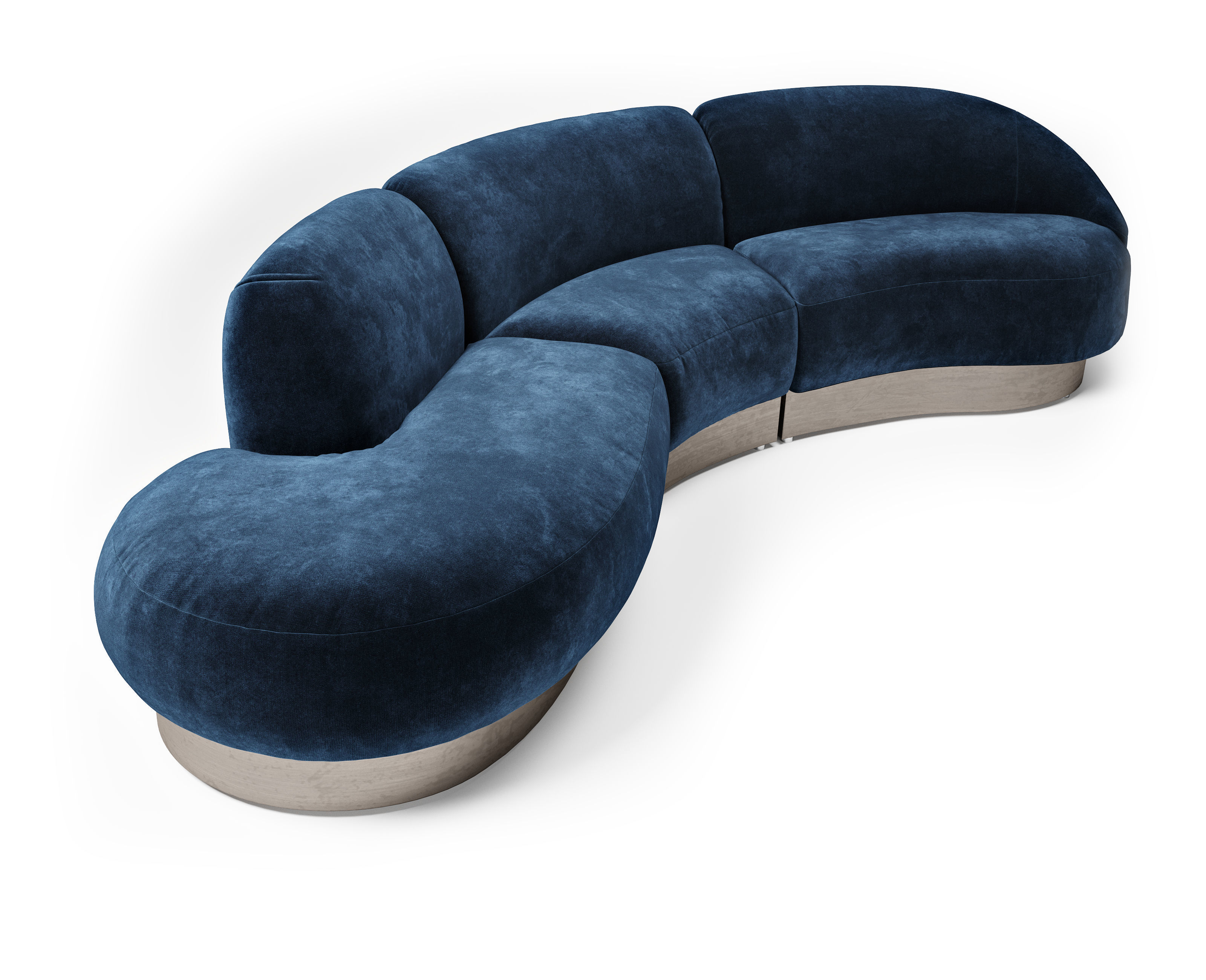 Vladimir Kagan Sectional in Deep Blue Mohair 3D model_2