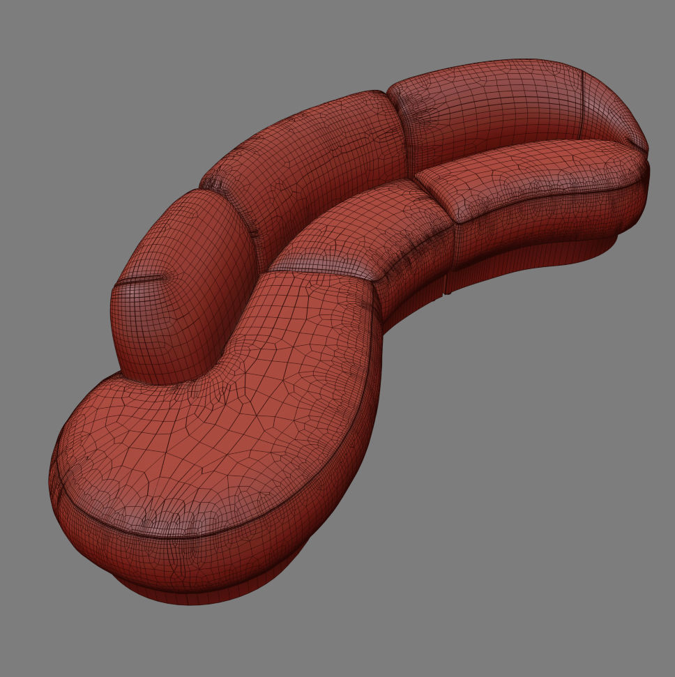 Vladimir Kagan Sectional in Deep Blue Mohair 3D model_4