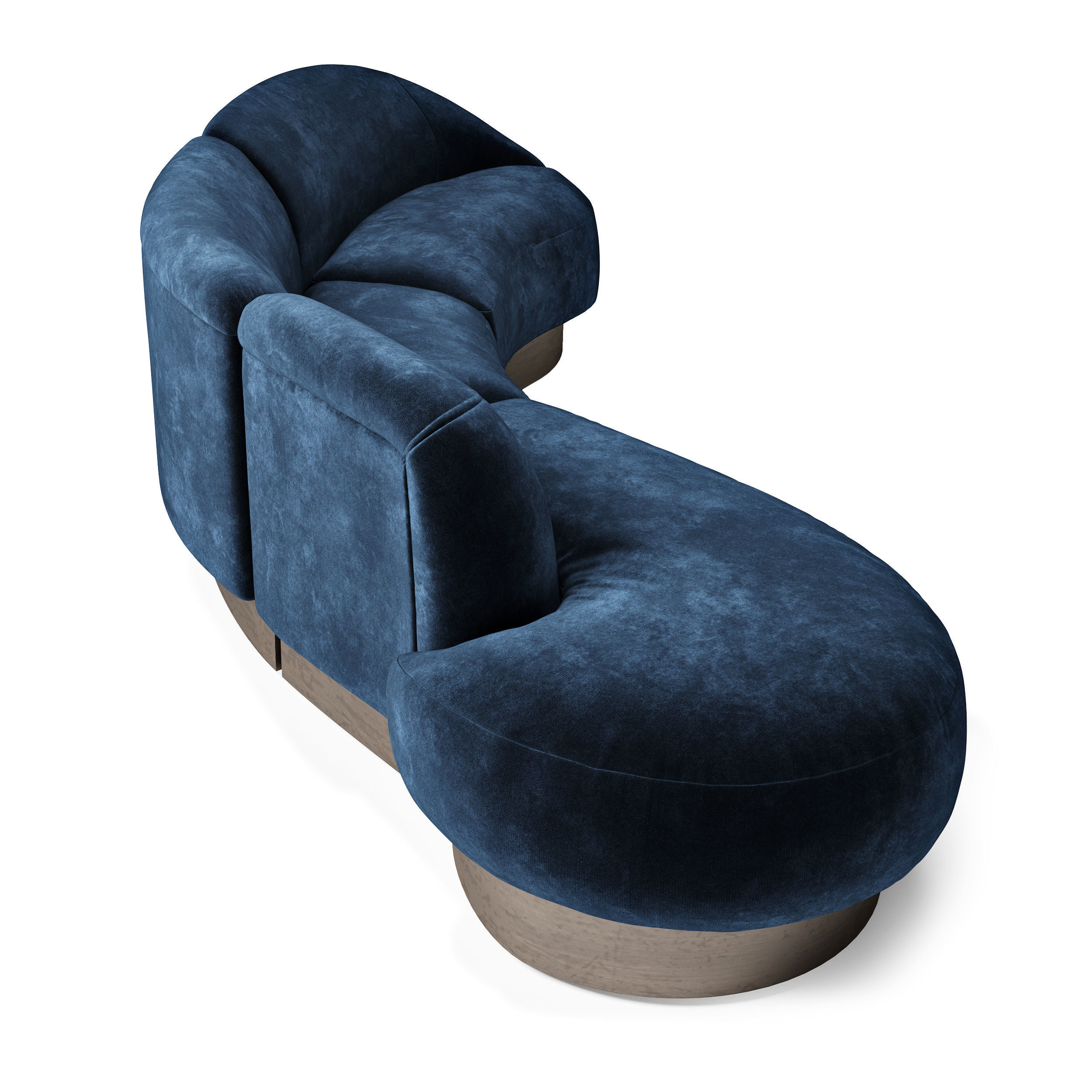 Vladimir Kagan Sectional in Deep Blue Mohair 3D model_1