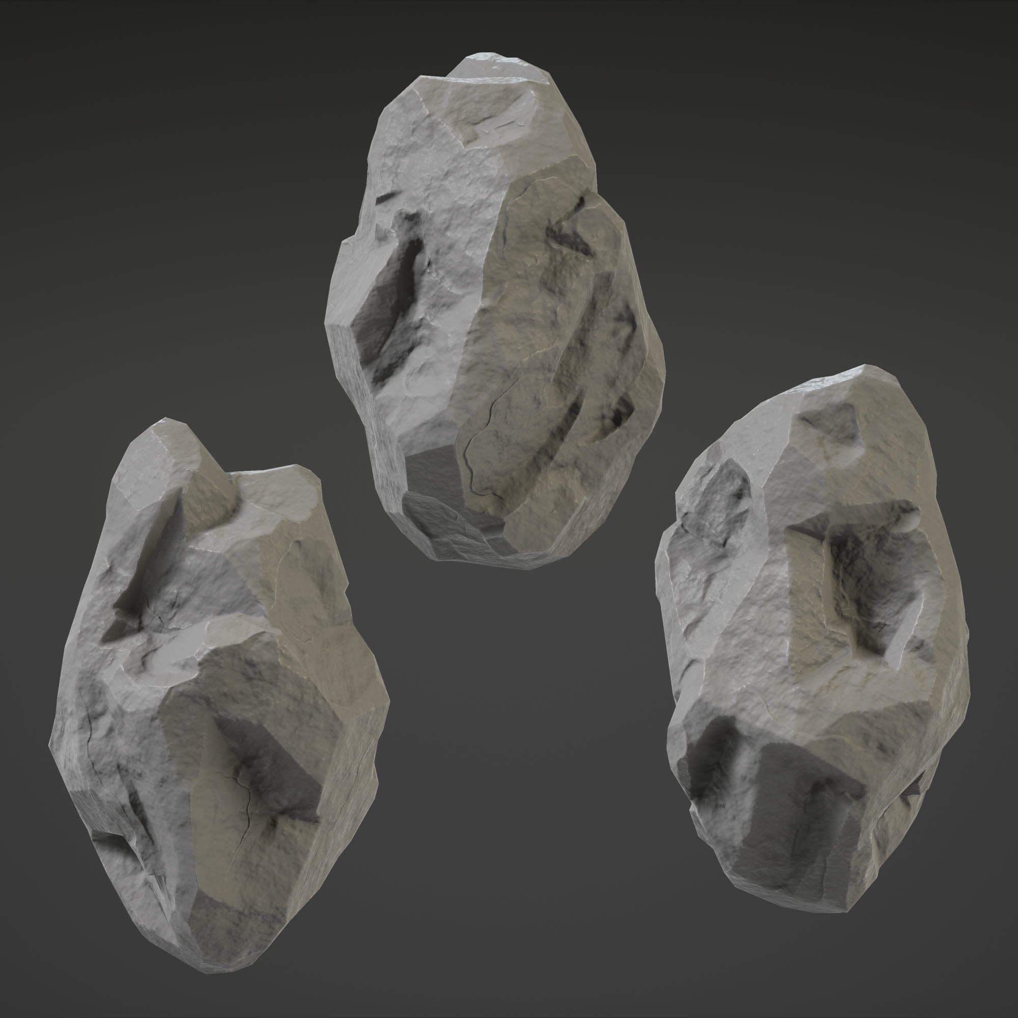 Stone Set rock texture Low-poly 3D model_15