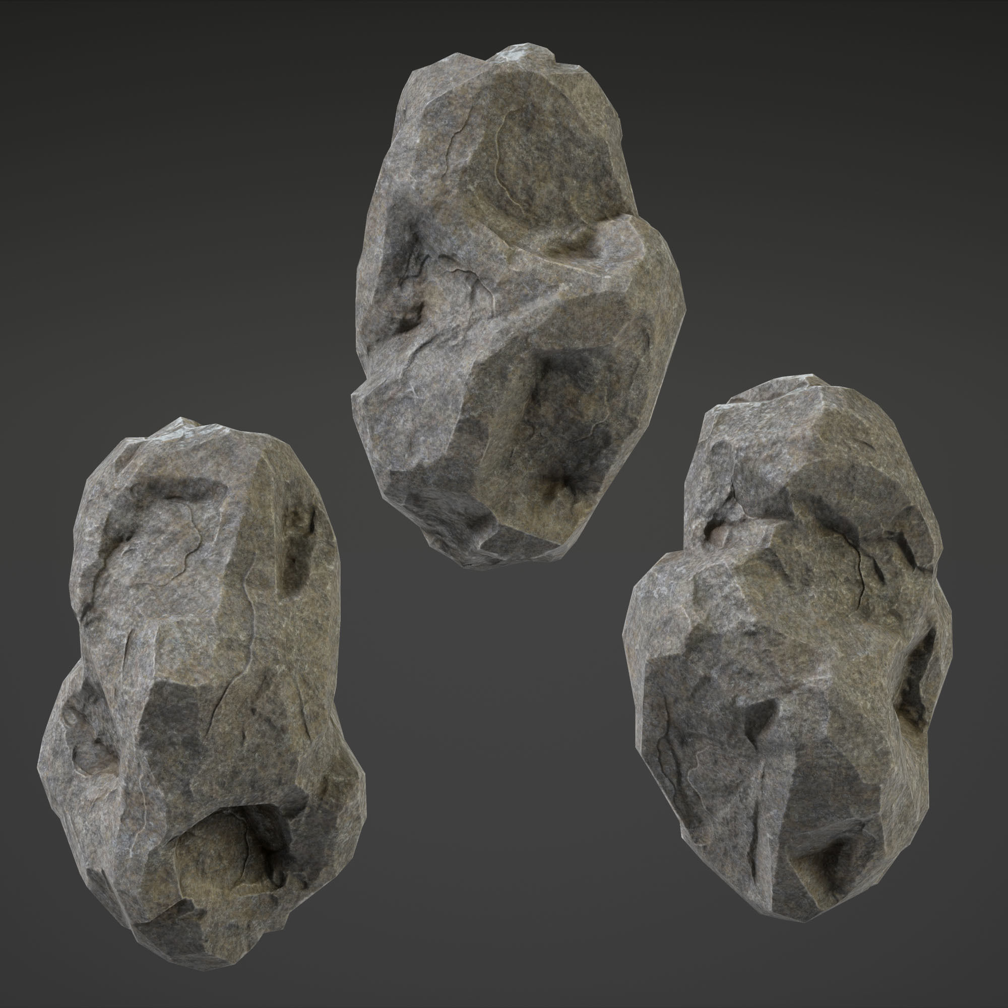 Stone Set rock texture Low-poly 3D model_6