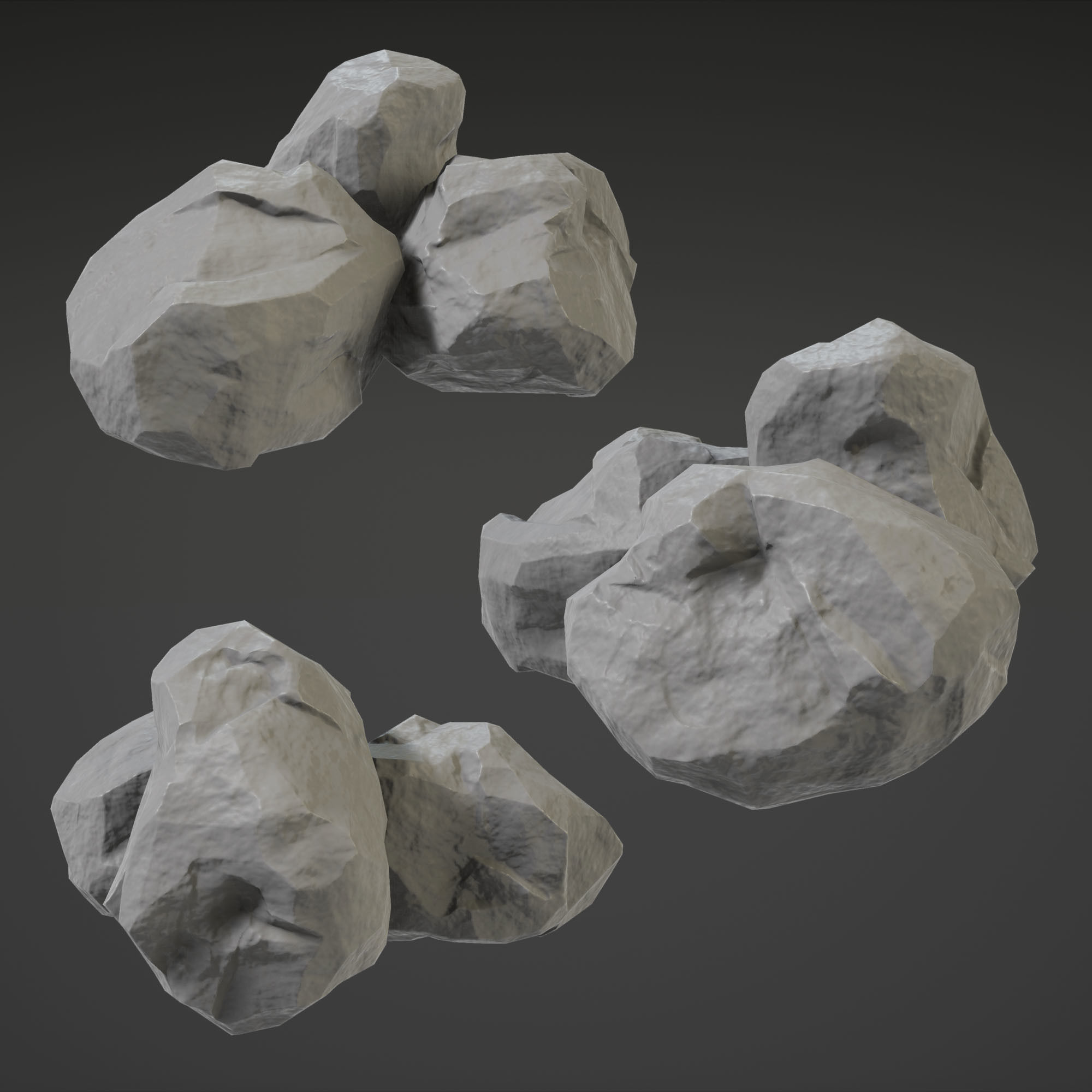 Stone Set rock texture Low-poly 3D model_25