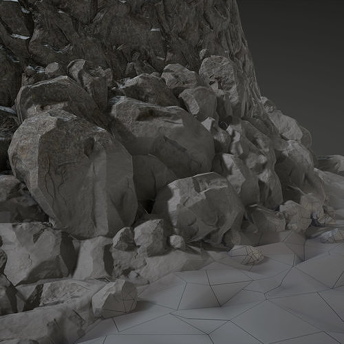 Stone Set rock texture Low-poly 3D model
