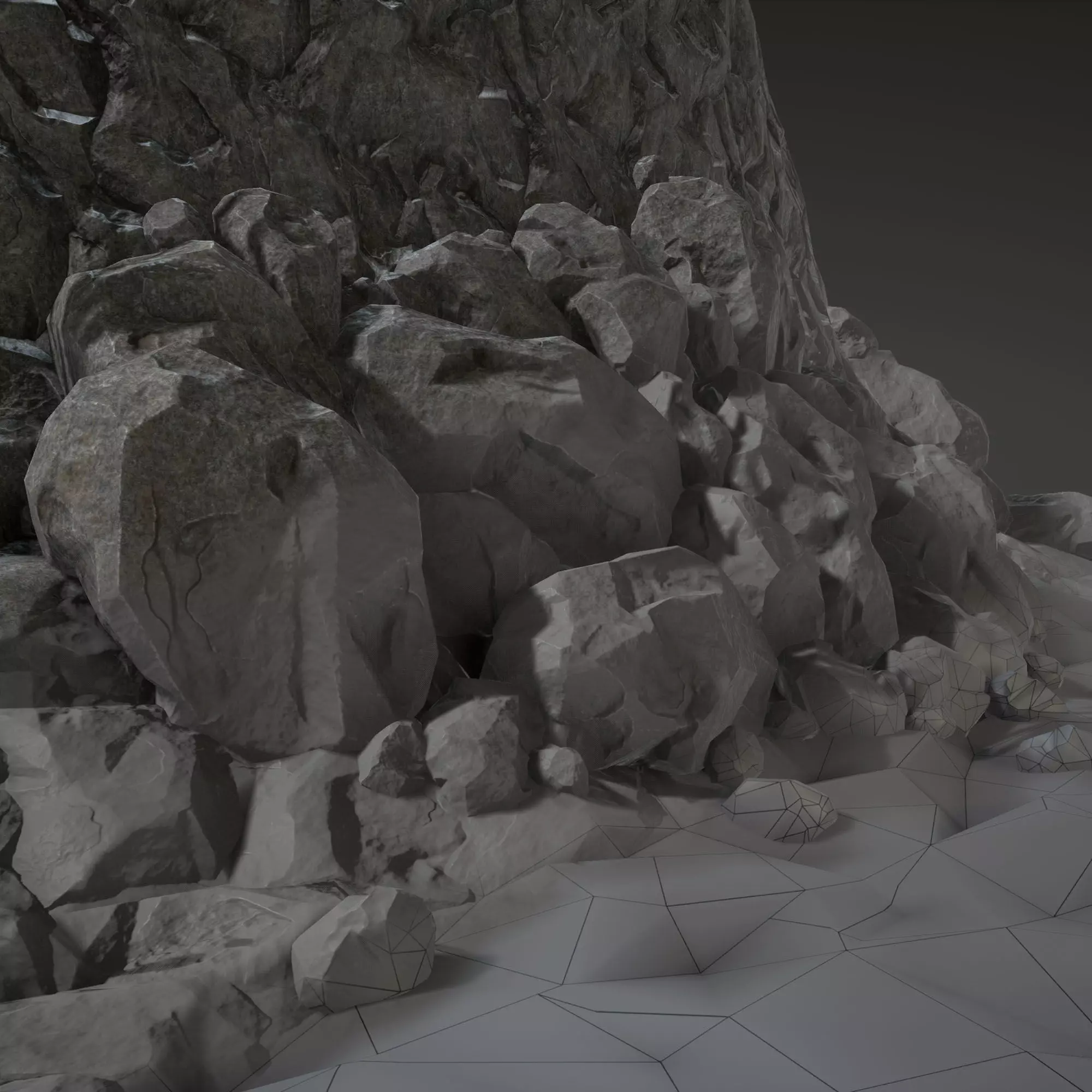 Stone Set rock texture Low-poly 3D model_0