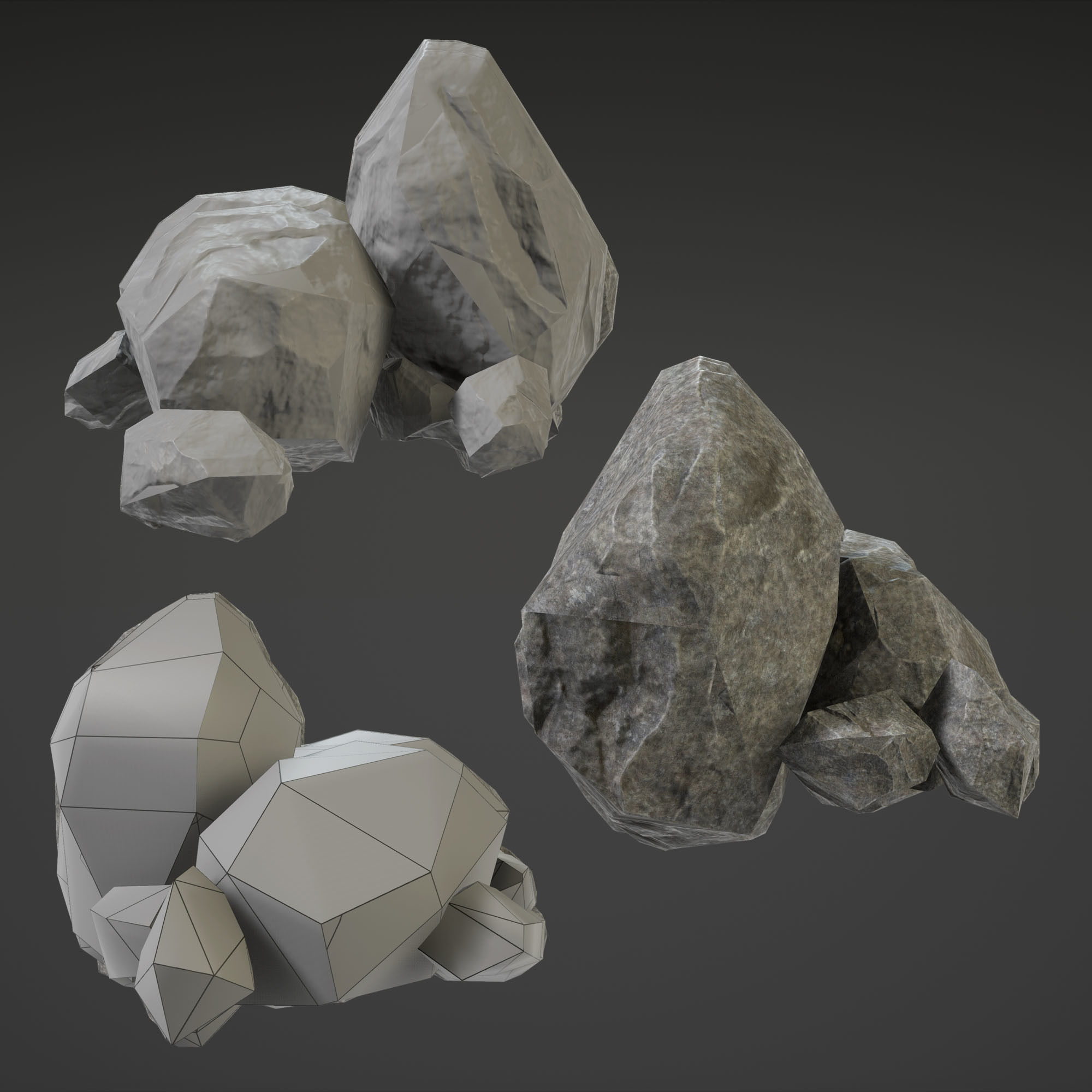 Stone Set rock texture Low-poly 3D model_33