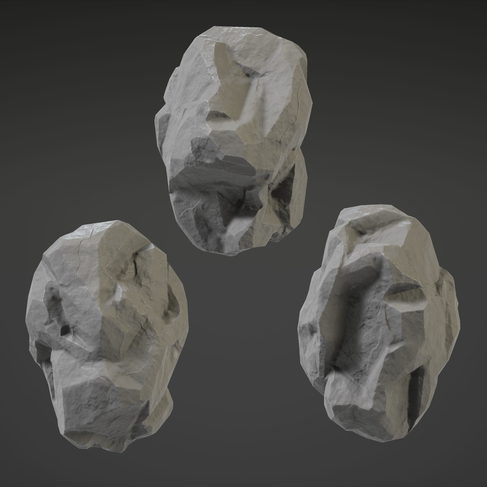 Stone Set rock texture Low-poly 3D model_10