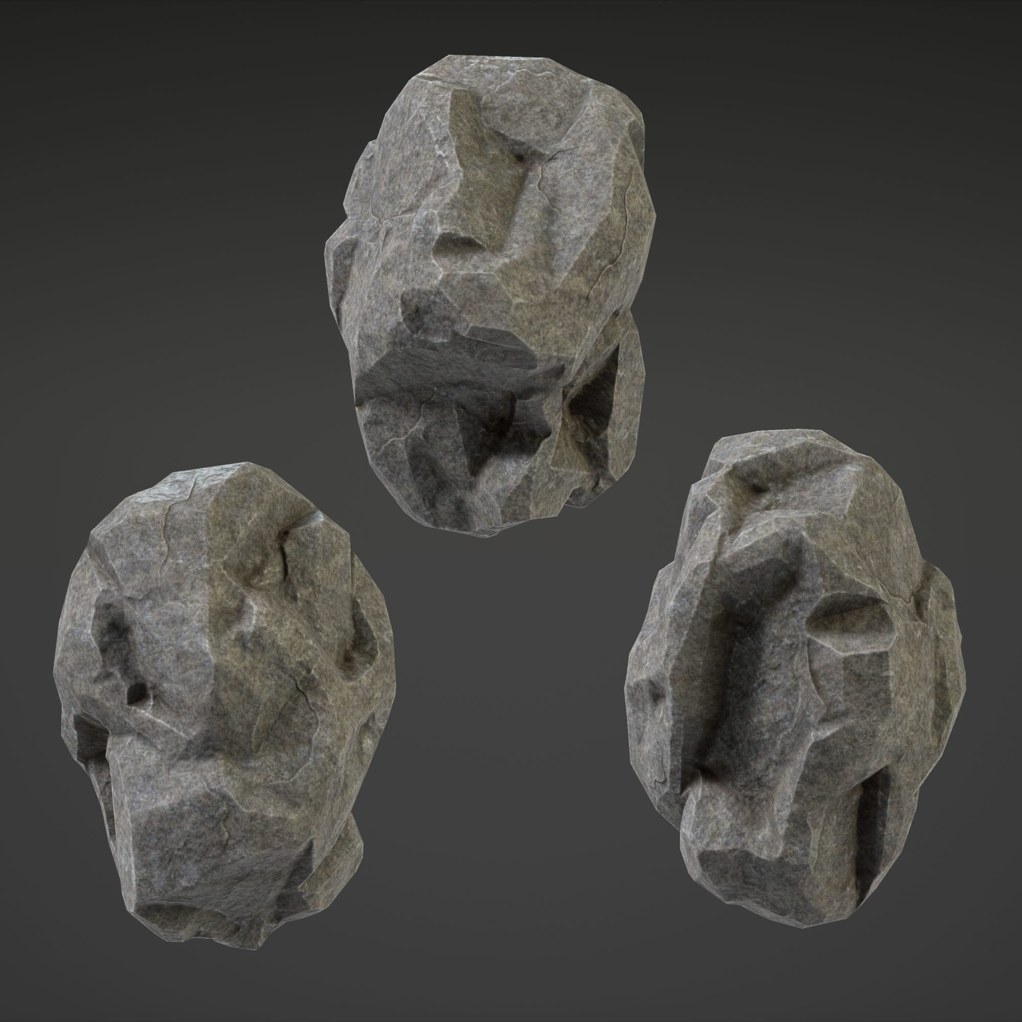 Stone Set rock texture Low-poly 3D model_11