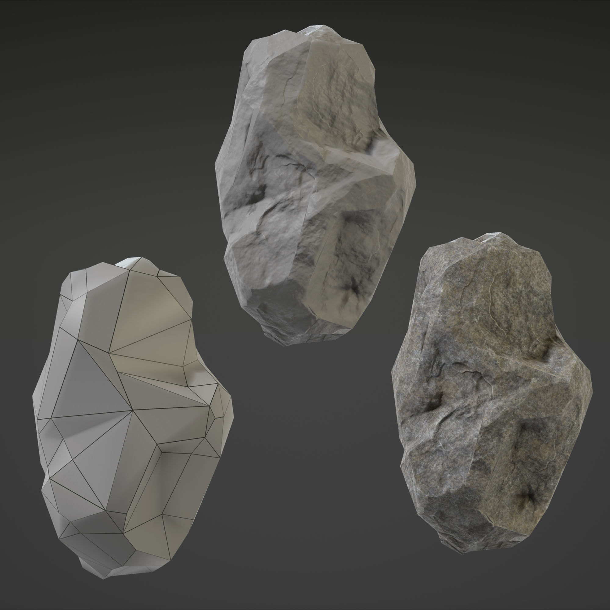 Stone Set rock texture Low-poly 3D model_7