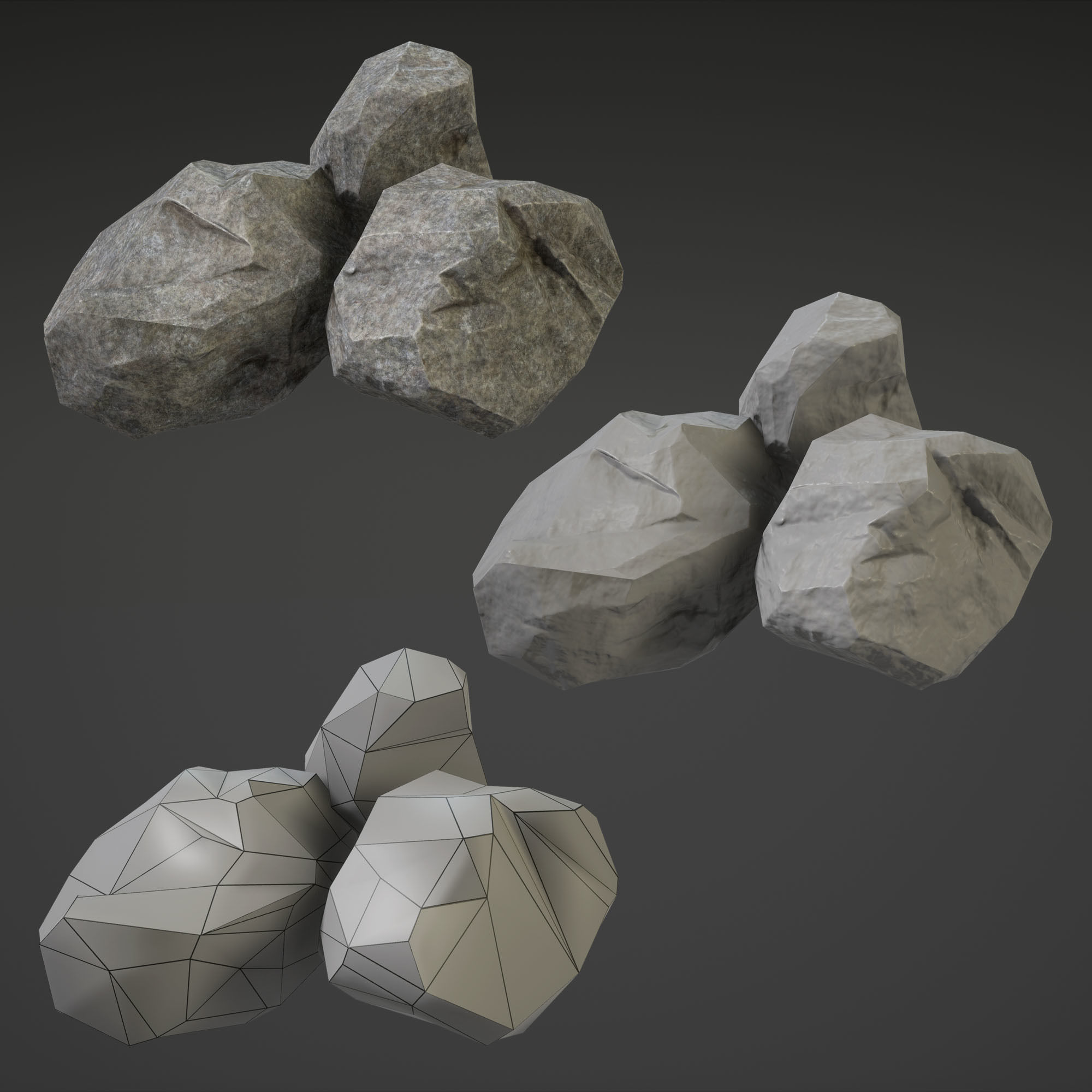 Stone Set rock texture Low-poly 3D model_27