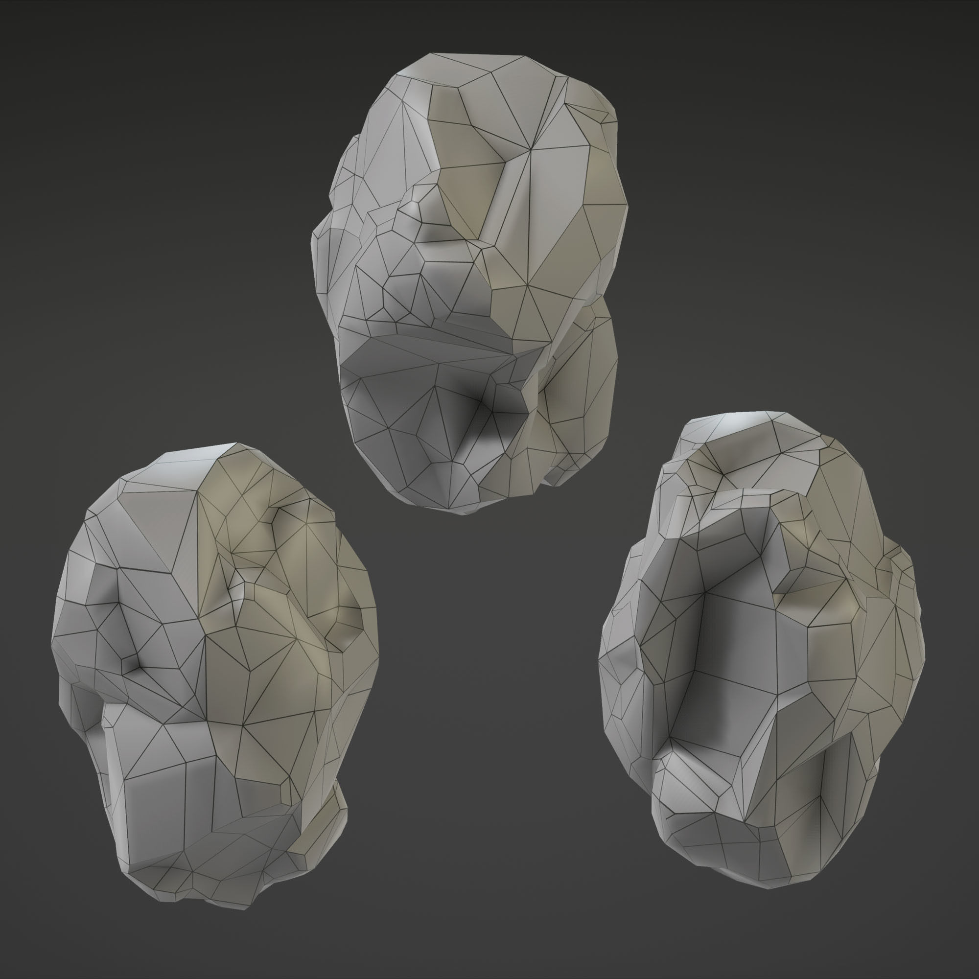 Stone Set rock texture Low-poly 3D model_9
