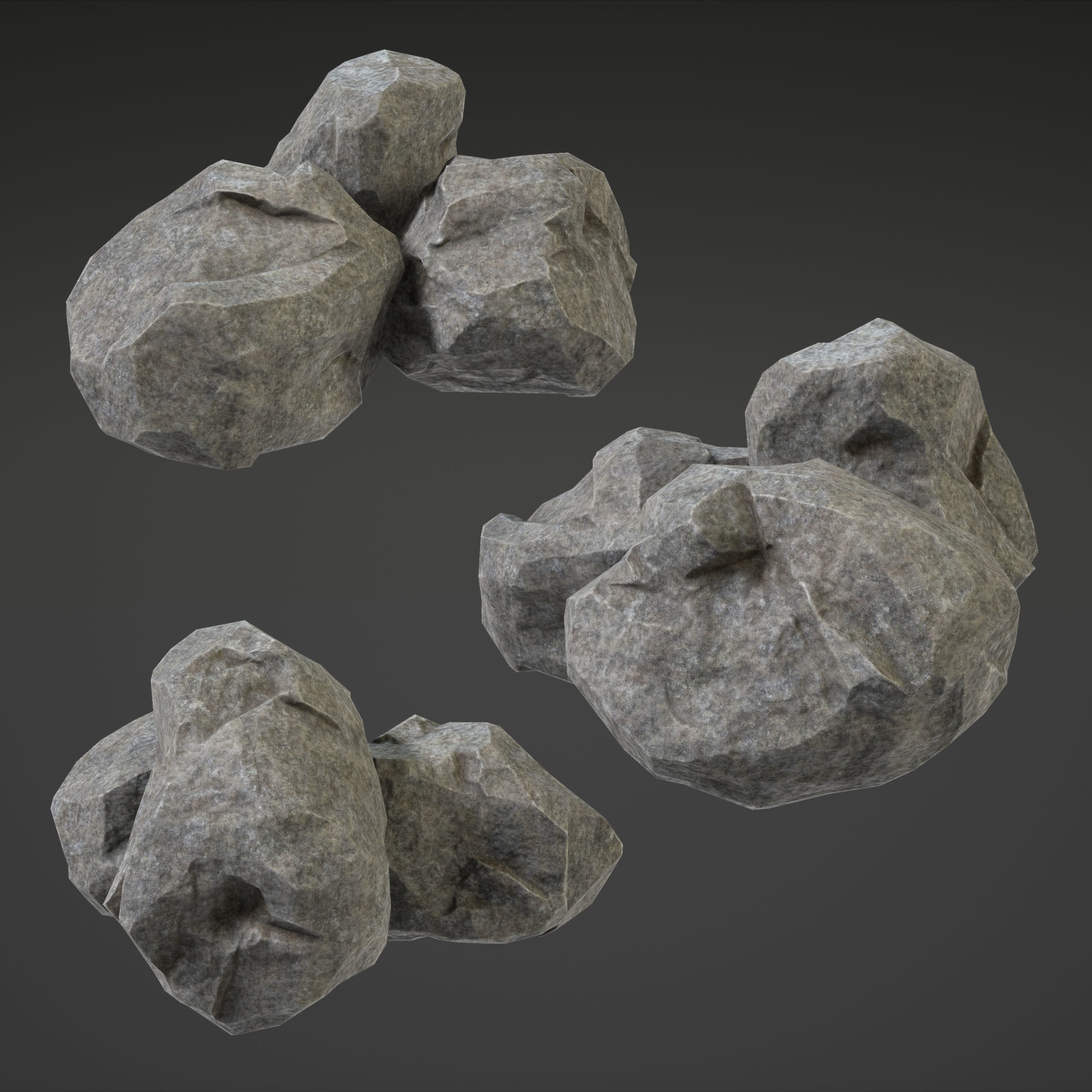 Stone Set rock texture Low-poly 3D model_26