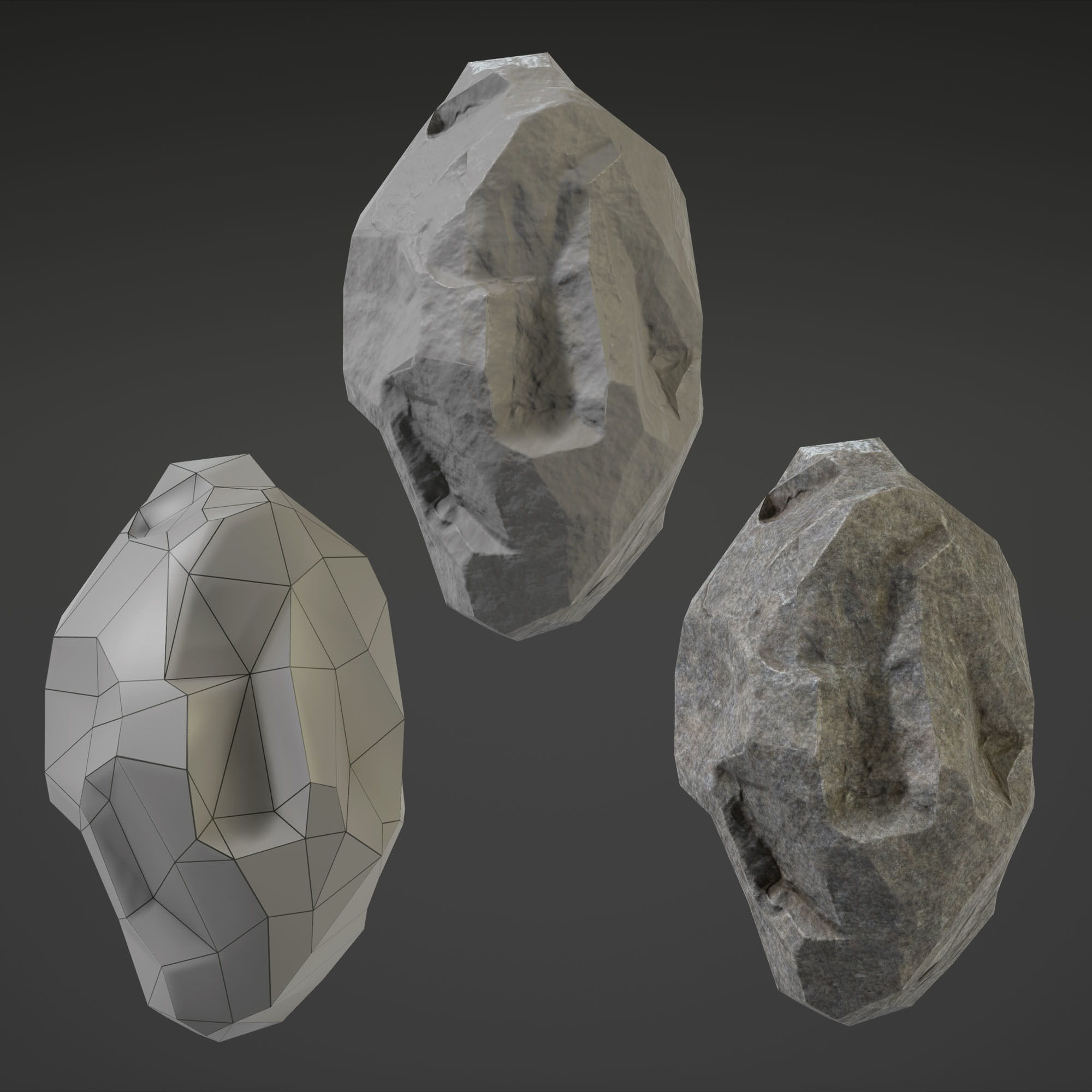 Stone Set rock texture Low-poly 3D model_22