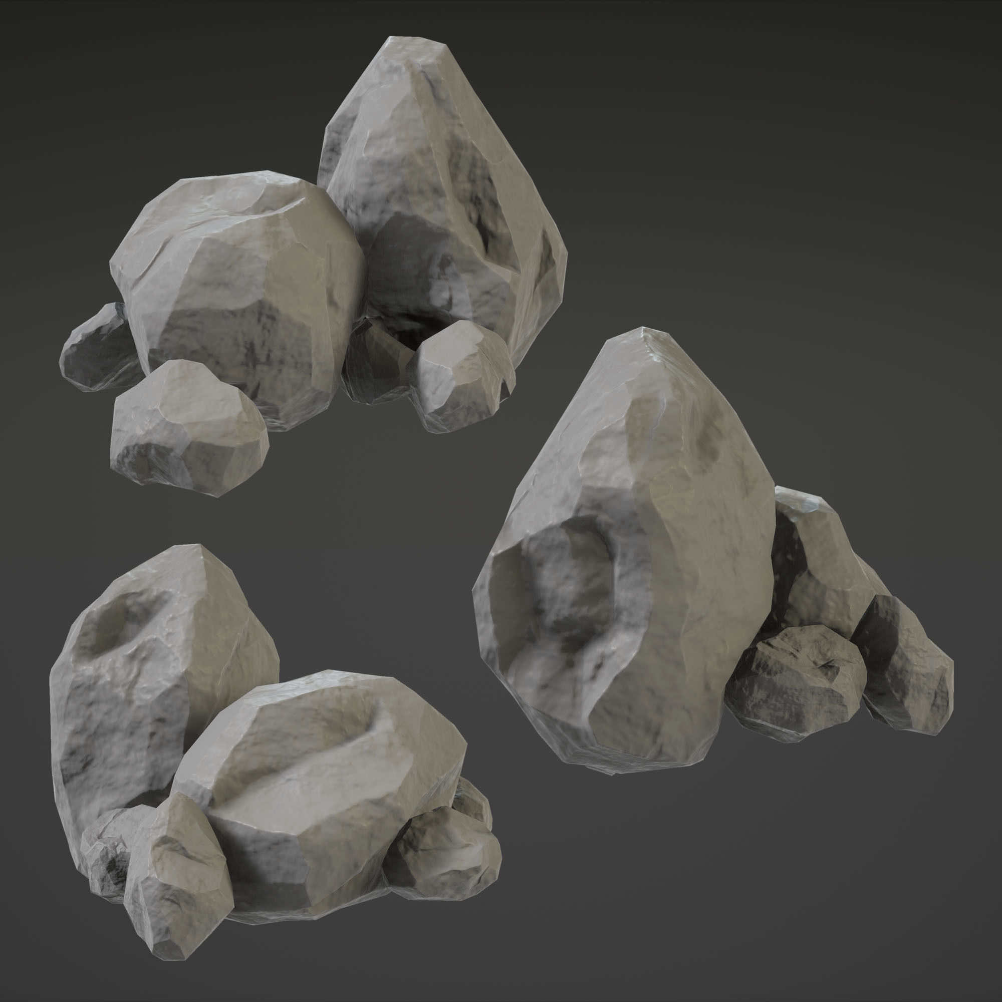 Stone Set rock texture Low-poly 3D model_30