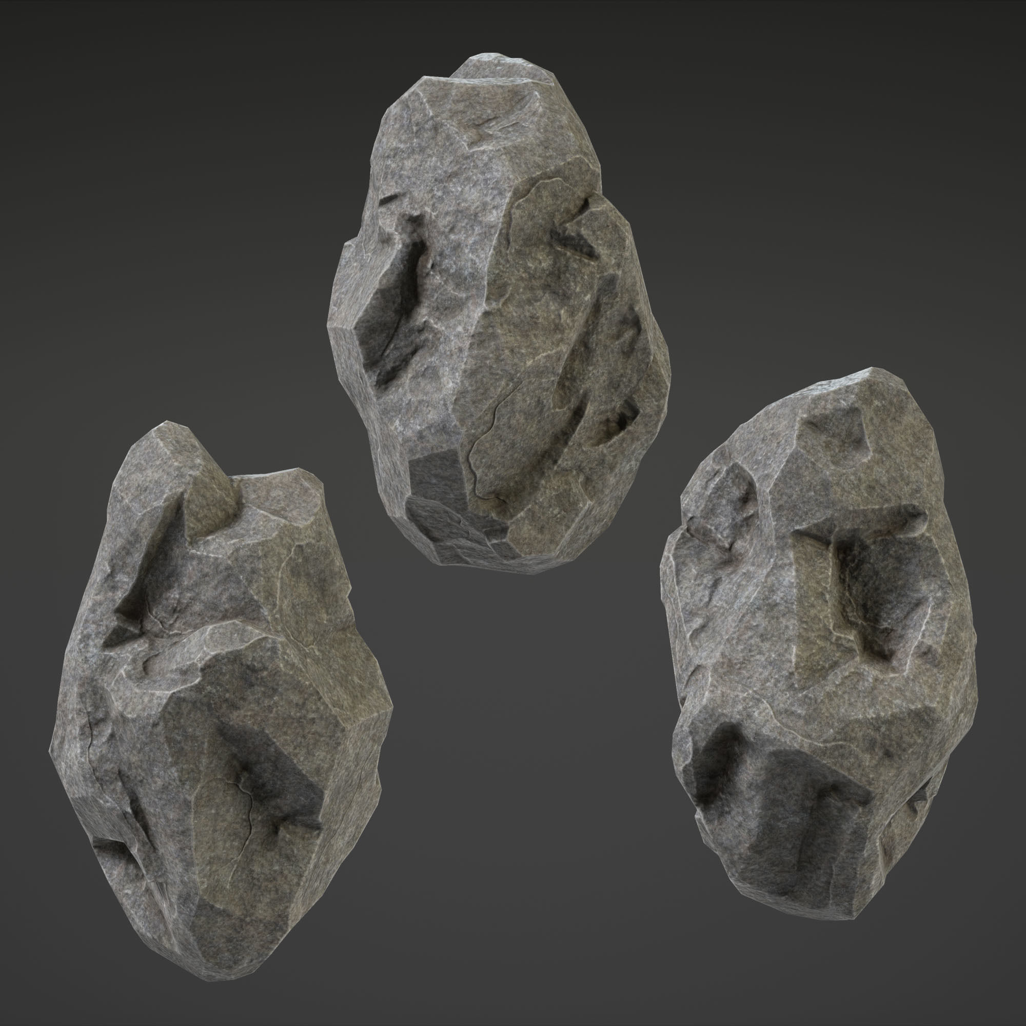Stone Set rock texture Low-poly 3D model_16