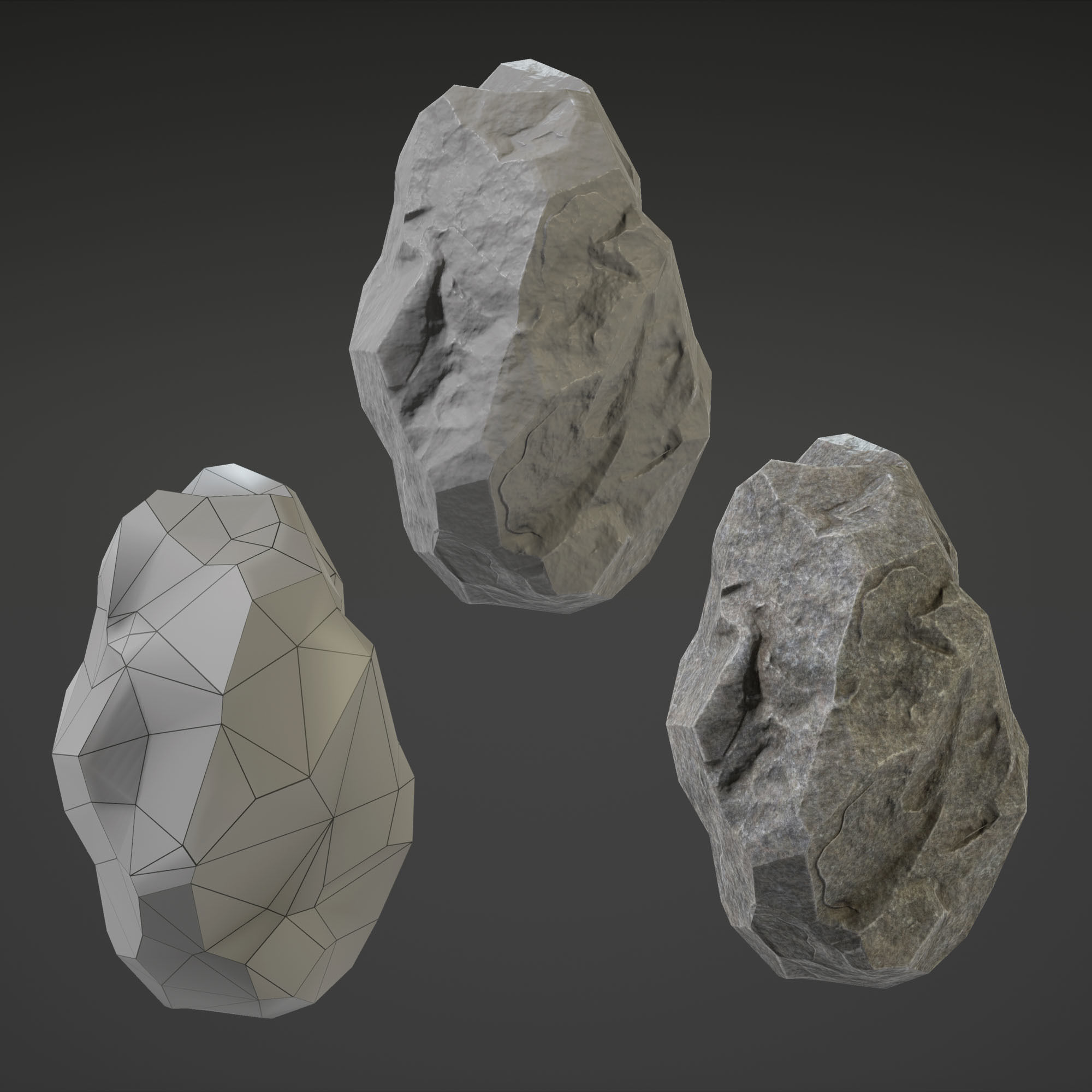 Stone Set rock texture Low-poly 3D model_17
