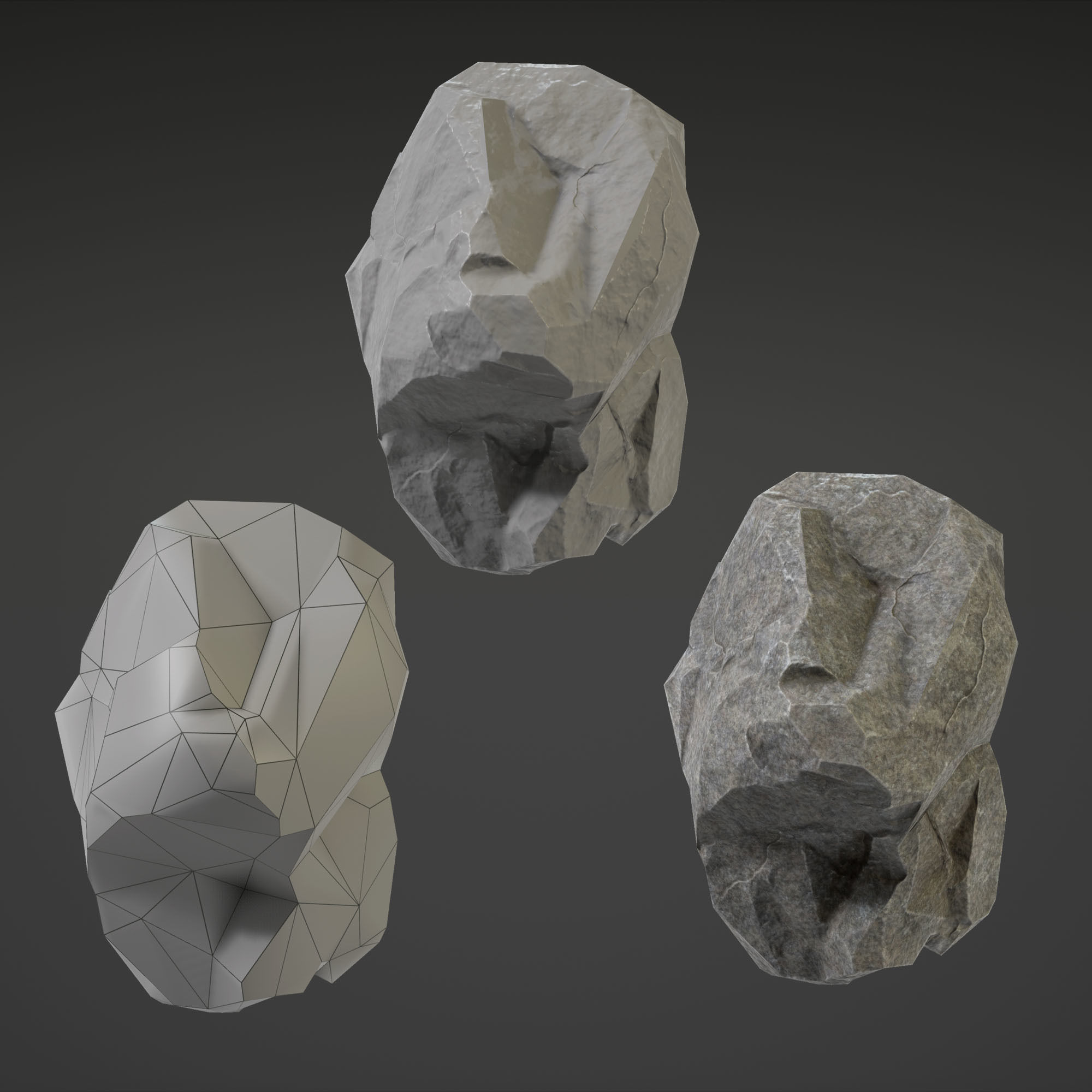 Stone Set rock texture Low-poly 3D model_12