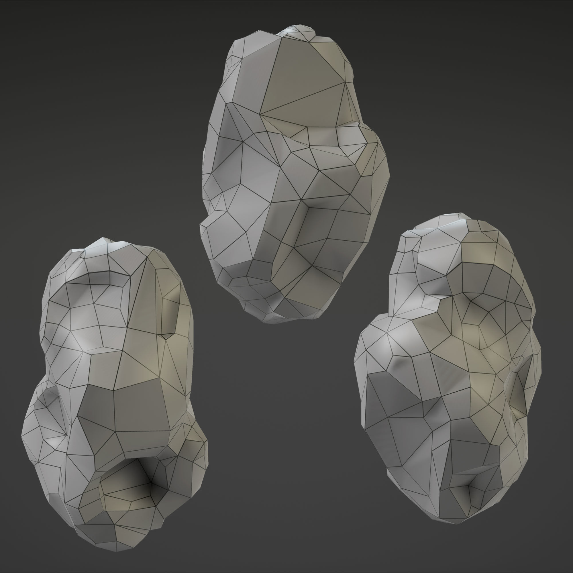 Stone Set rock texture Low-poly 3D model_4