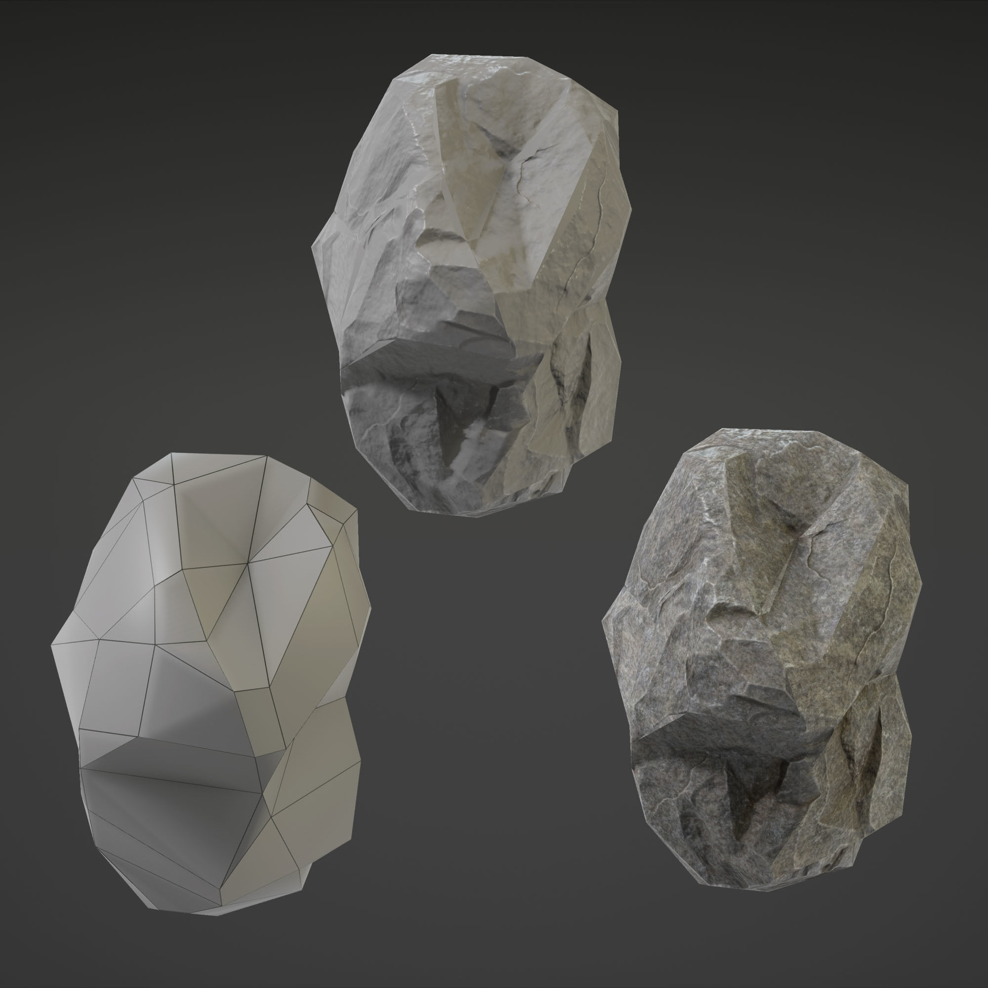 Stone Set rock texture Low-poly 3D model_13