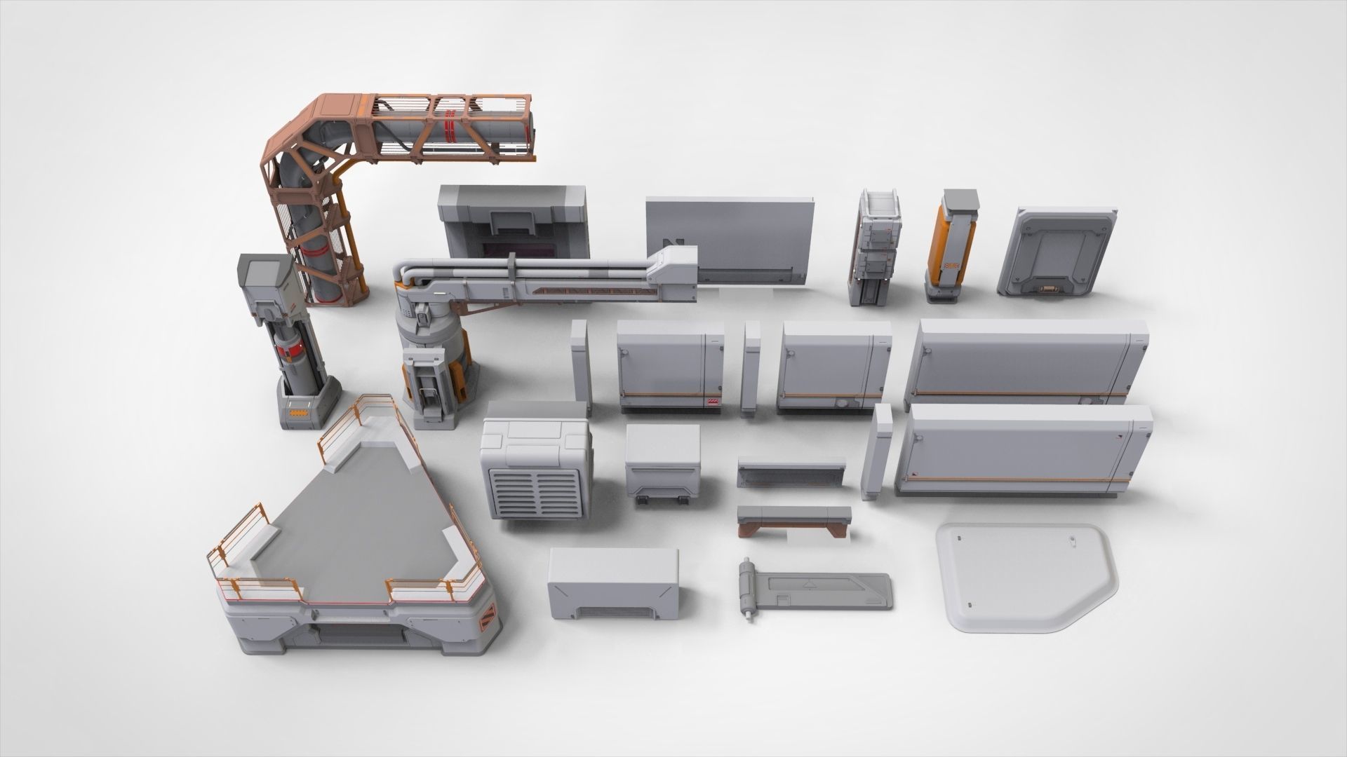 sci-fi Architecture kitbash 29 3D model_2