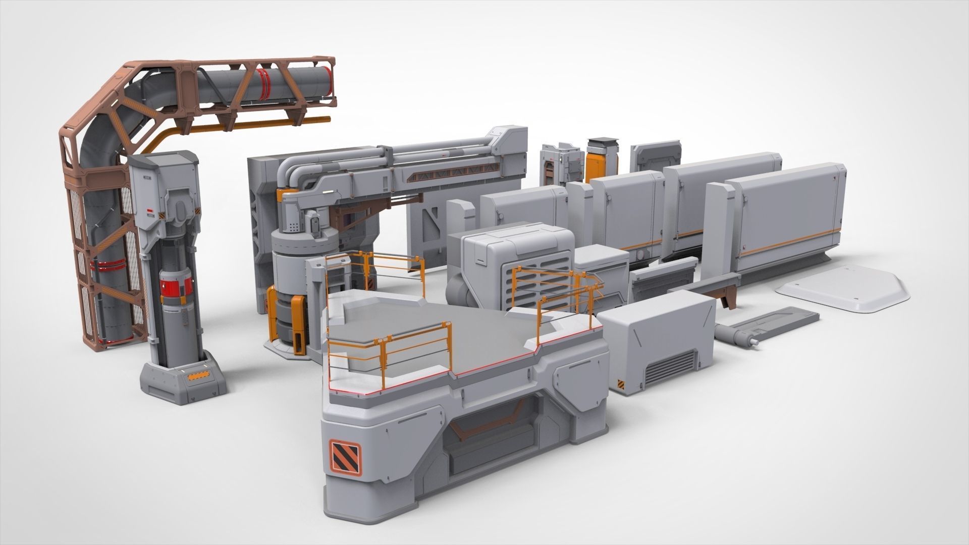 sci-fi Architecture kitbash 29 3D model_3