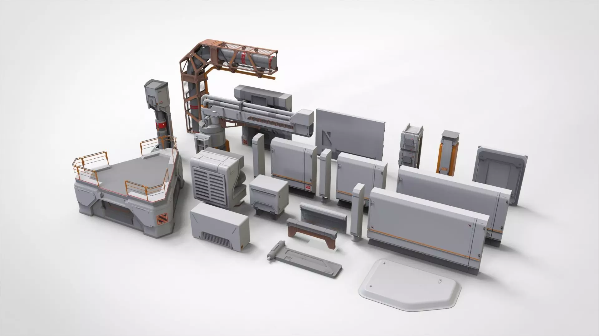 sci-fi Architecture kitbash 29 3D model_0