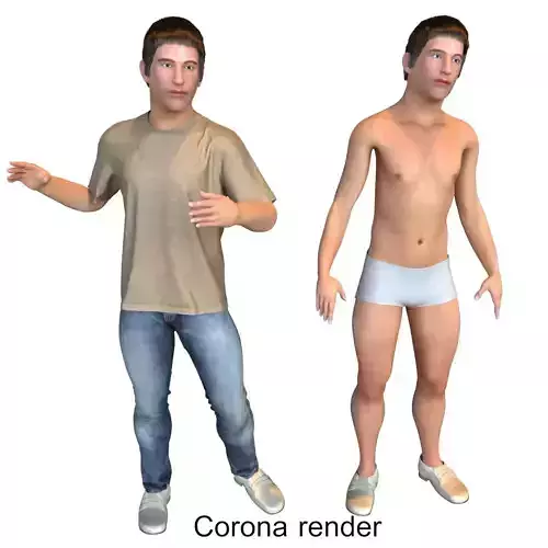 Men real cloth simulation conversation loop animated number 2 3D model