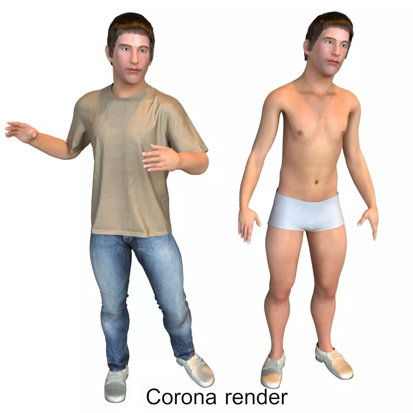 Men real cloth simulation conversation loop animated number 2 3D model_0