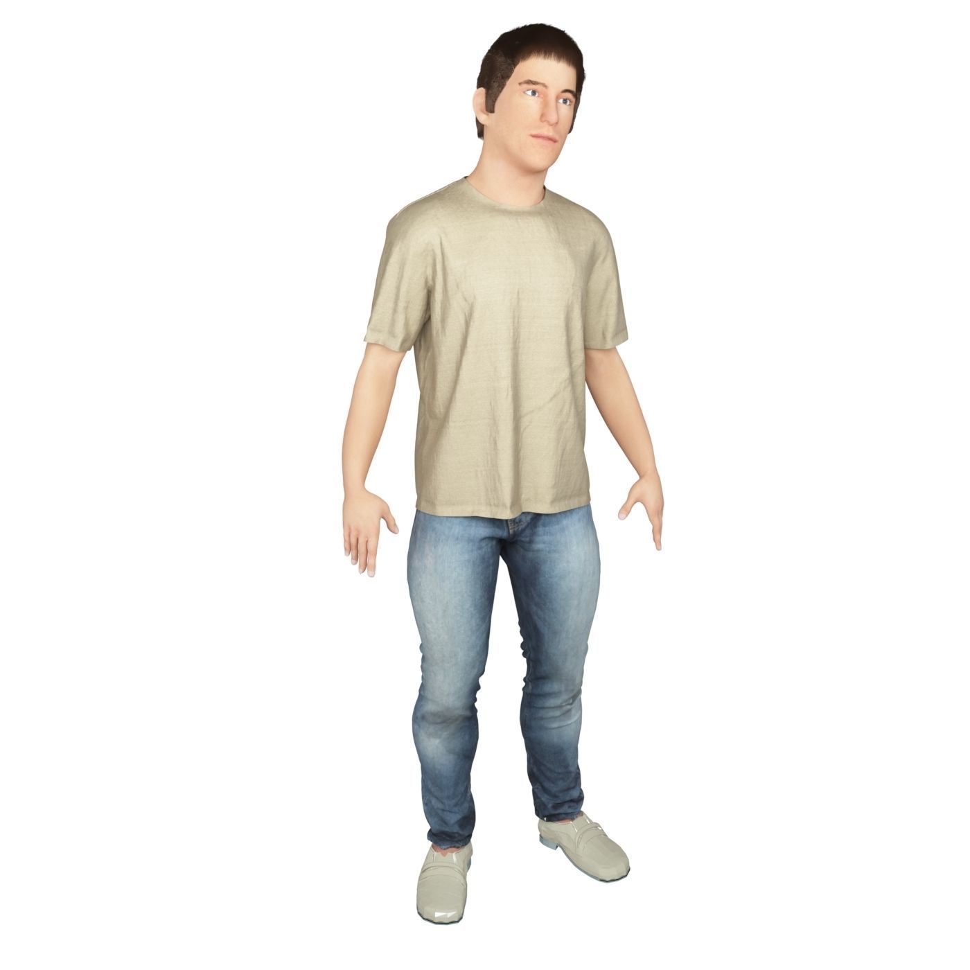 Men real cloth simulation conversation loop animated number 2 3D model_9