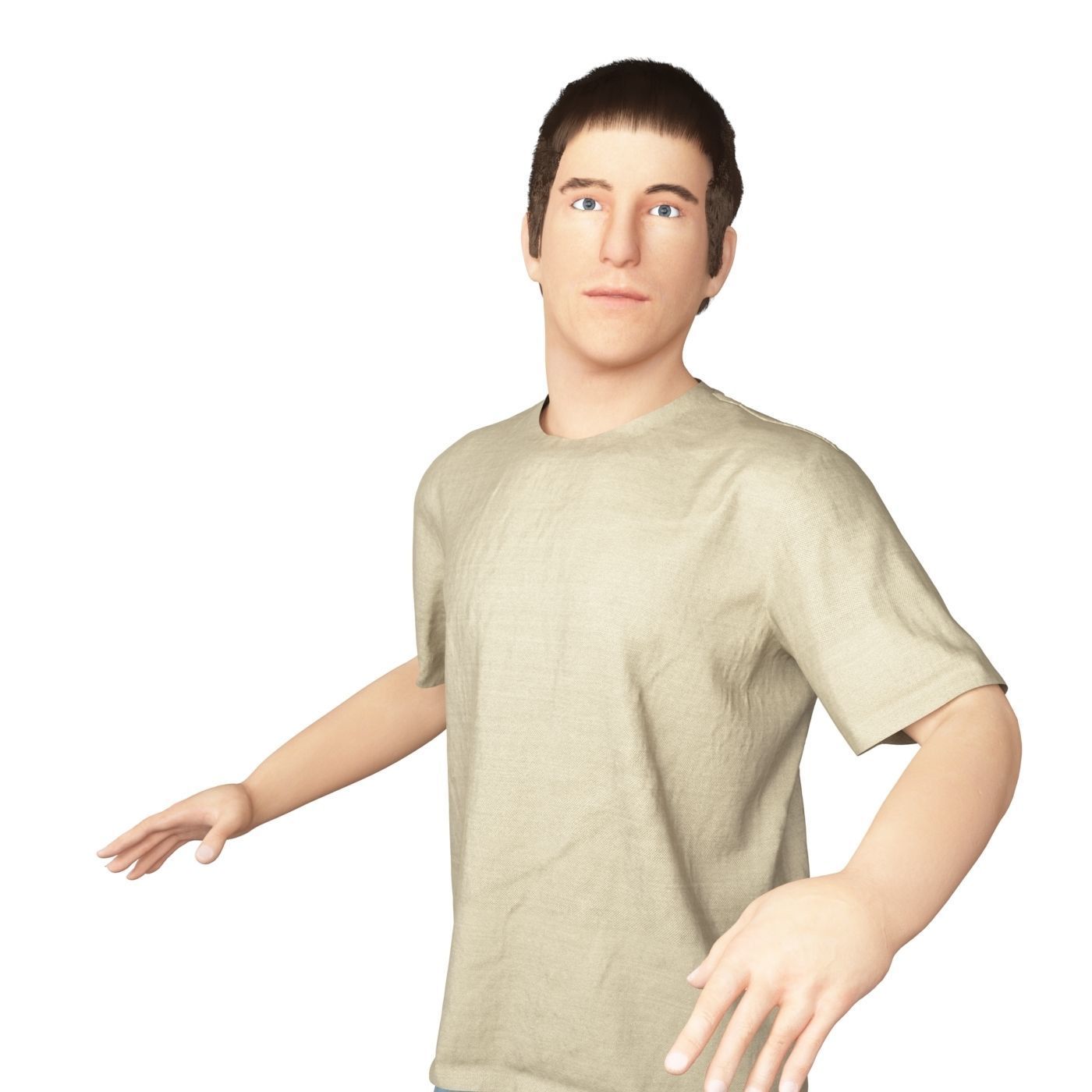 Men real cloth simulation conversation loop animated number 2 3D model_7