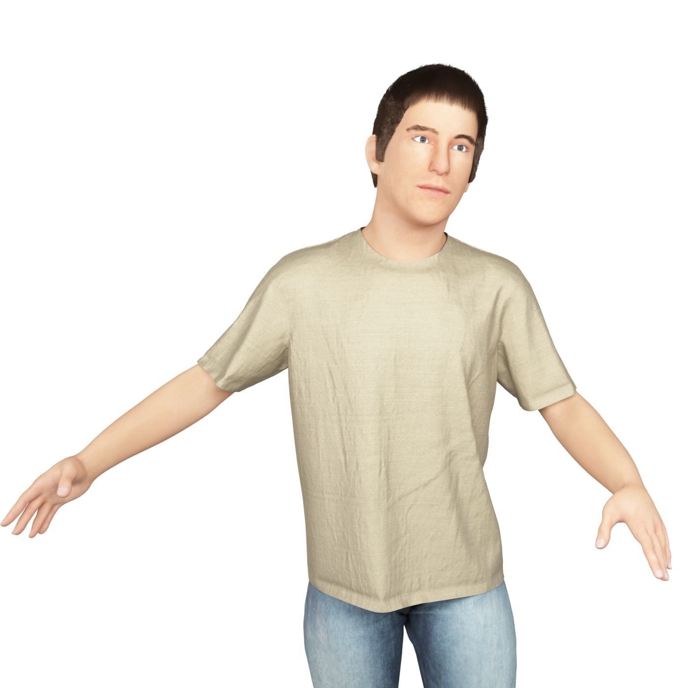 Men real cloth simulation conversation loop animated number 2 3D model_8