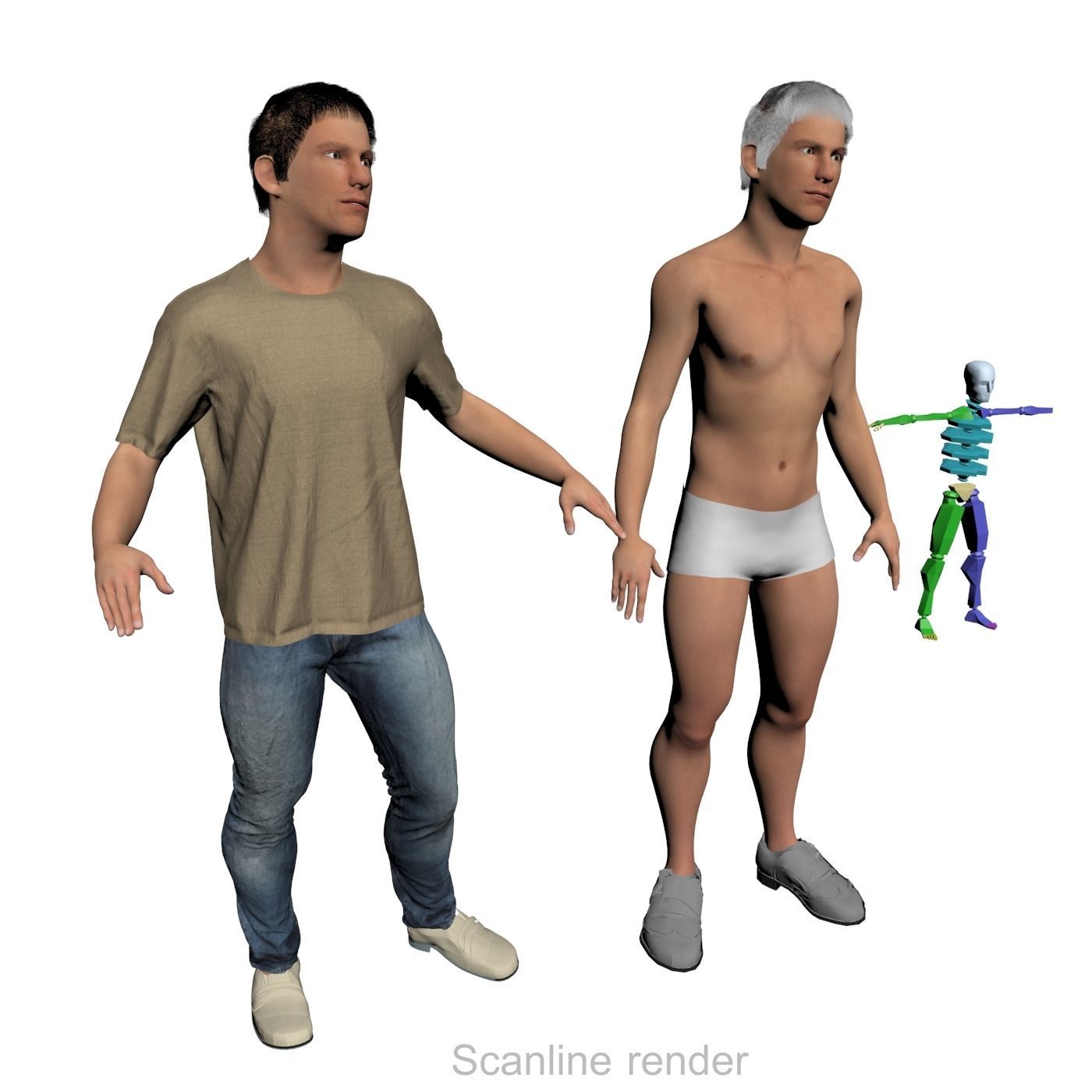 Men real cloth simulation conversation loop animated number 2 3D model_12
