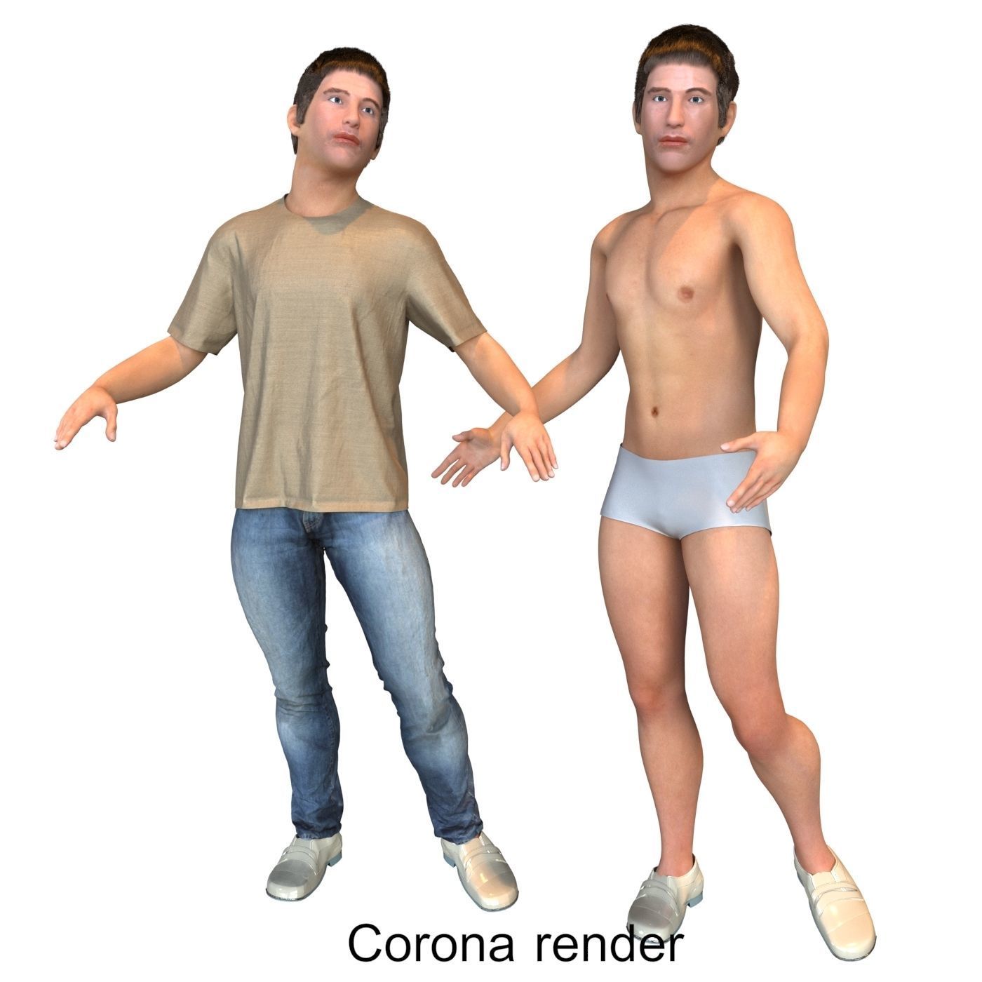 Men real cloth simulation conversation loop animated number 2 3D model_5